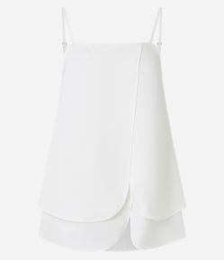 Blusa de Alça em Crepe com Decote Reto e Transpasse Duplo