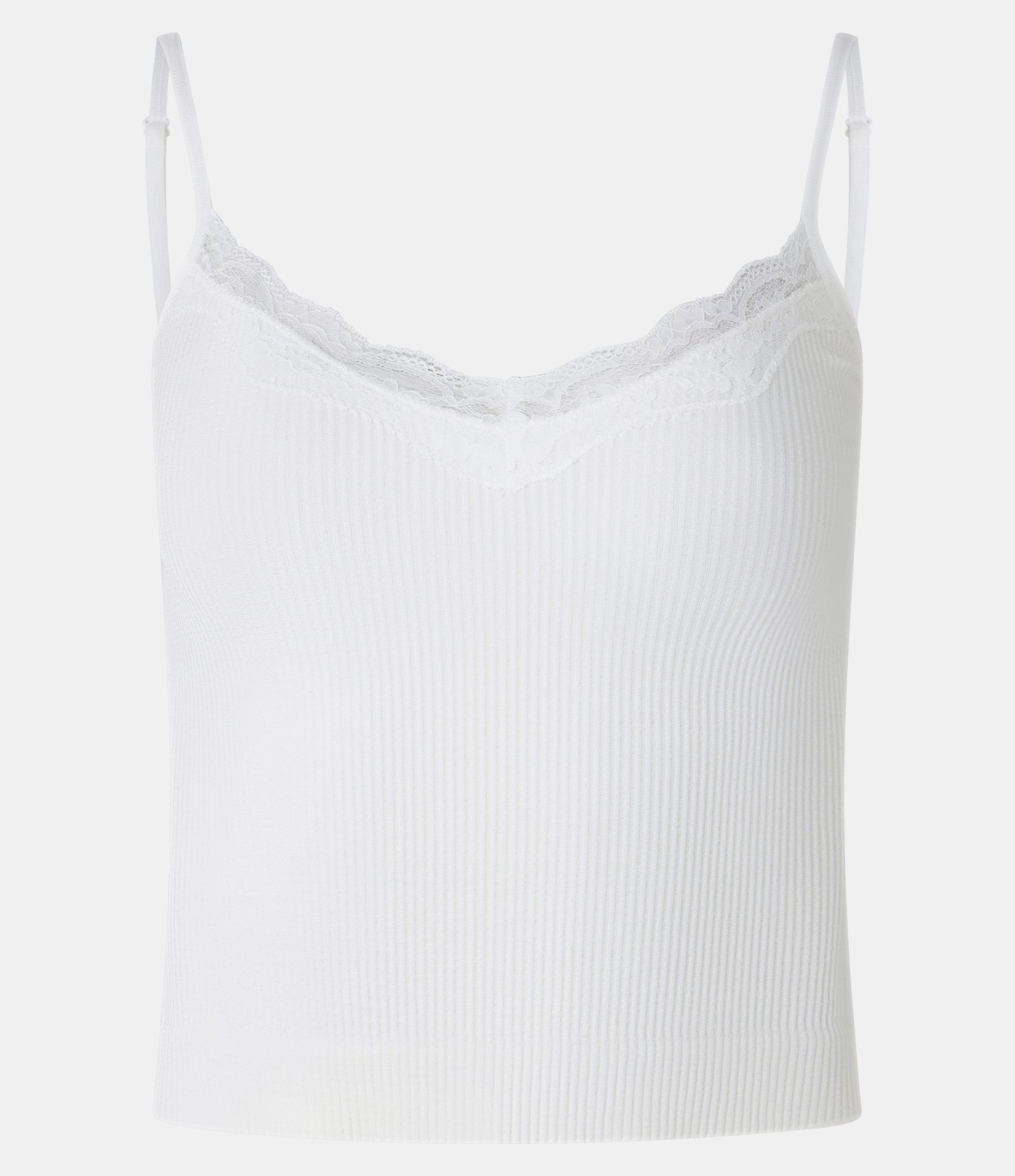 Blusa de Pijama Alcinha em Poliamida Seamless com Renda Branco 4