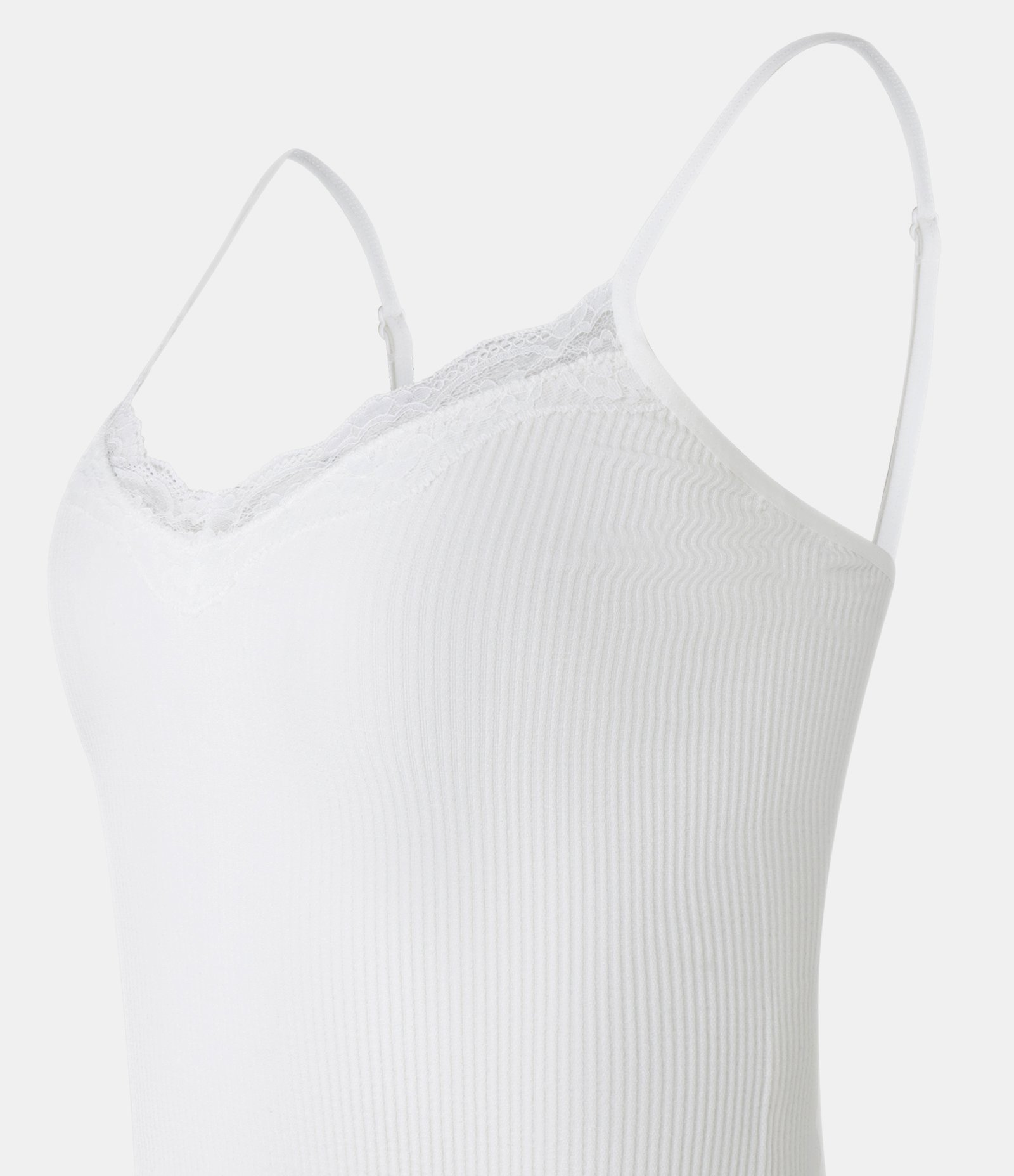 Blusa de Pijama Alcinha em Poliamida Seamless com Renda Branco 5