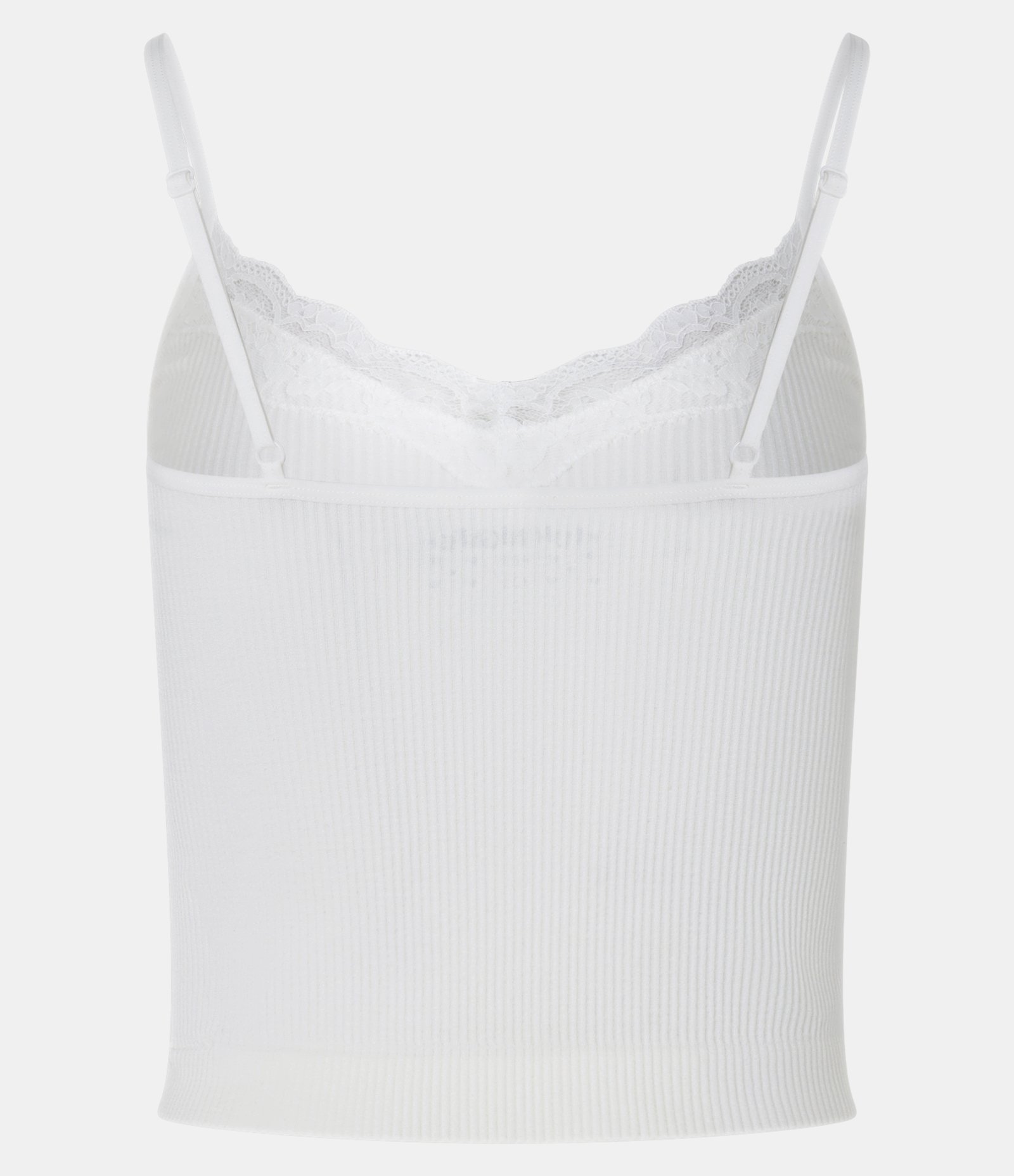 Blusa de Pijama Alcinha em Poliamida Seamless com Renda Branco 6