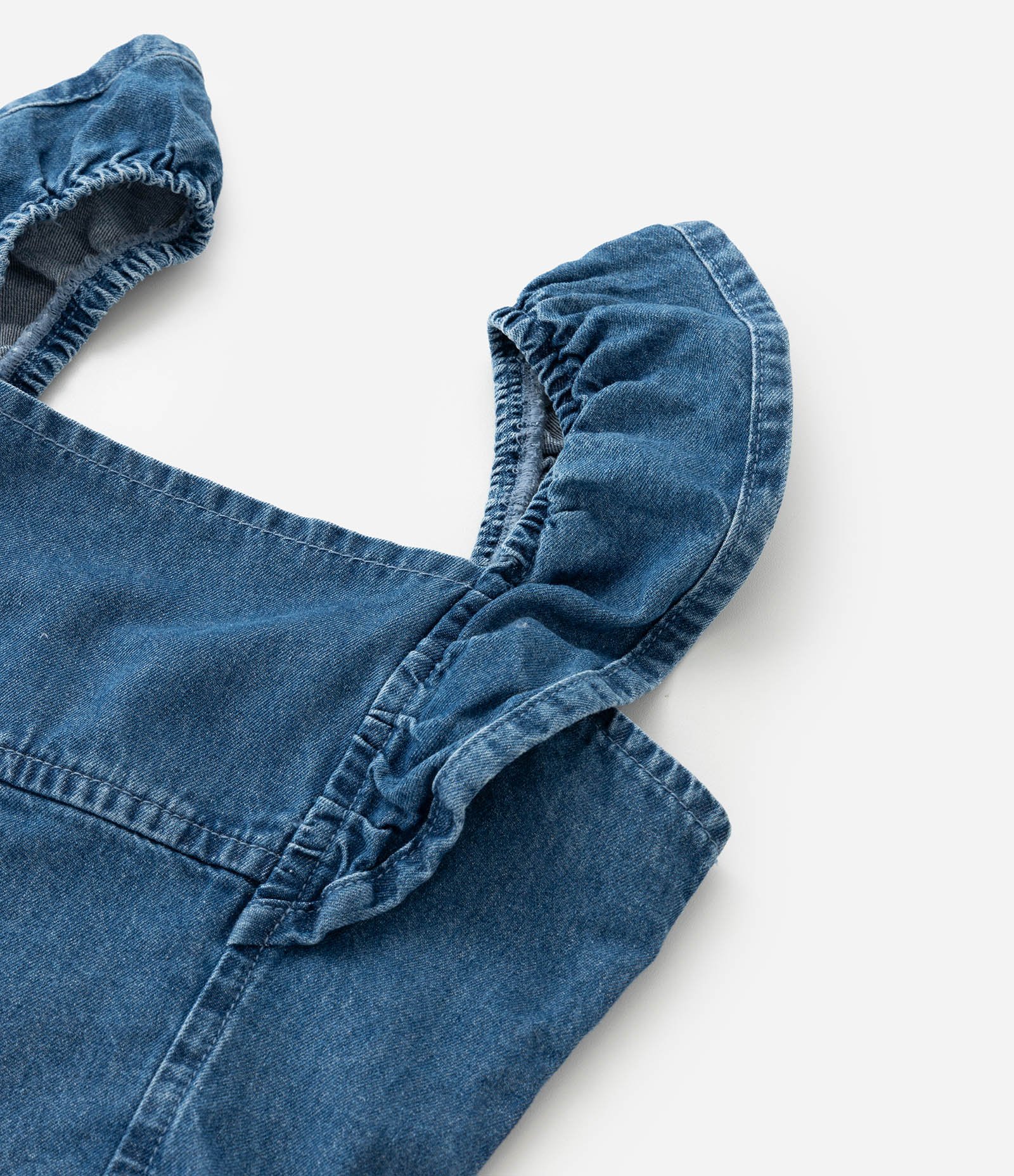 Blusa Cropped Infantil em Jeans com Babados - Tam 5 a 14 Anos Azul 4