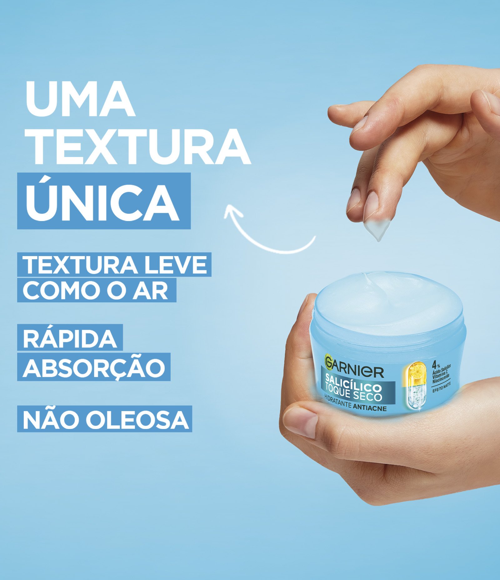 Hidratante Facial Salicílico Toque Seco Antiacne Garnier 85G 3