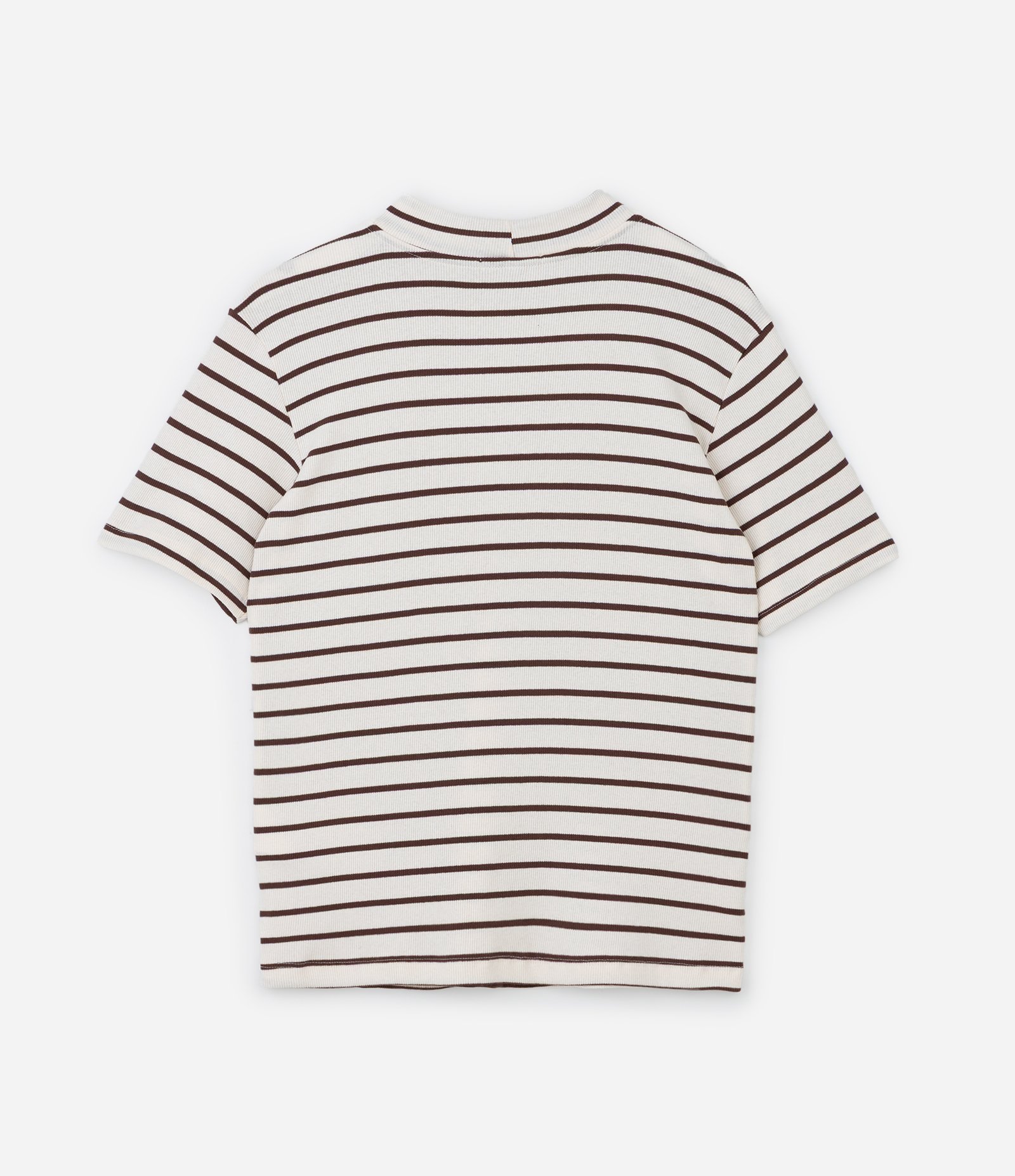 Blusa em Ribana com Gola Alta e Listras Curve & Plus Size Branco/Marrom 5