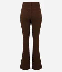 Calça Boot Cut Canelada em Sarja com Botão Forrado