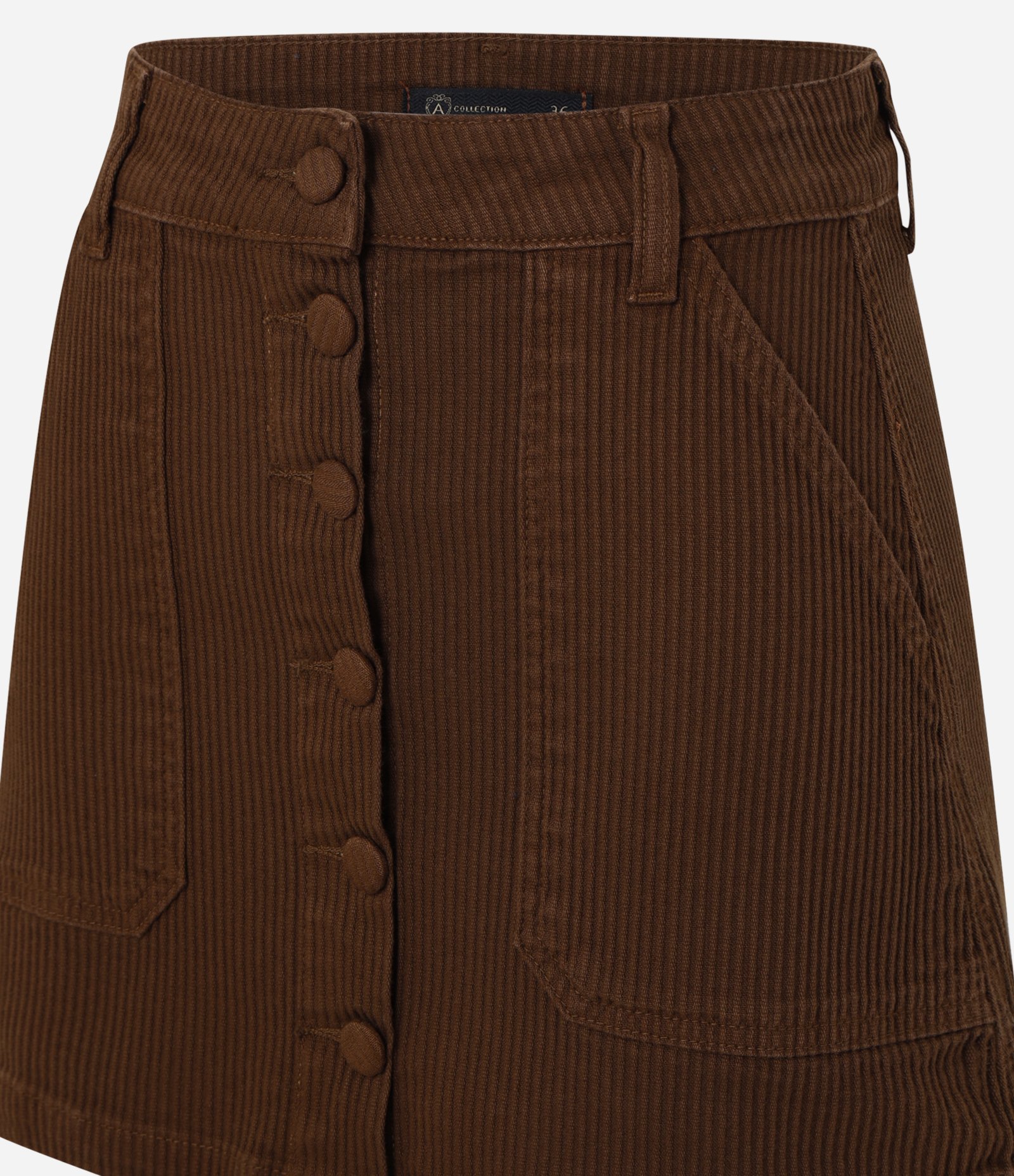 Saia Curta em Sarja Cotele com Botões Forrados Marrom 6