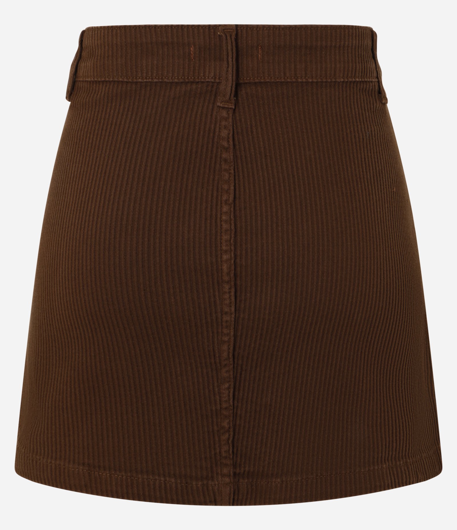 Saia Curta em Sarja Cotele com Botões Forrados Marrom 7