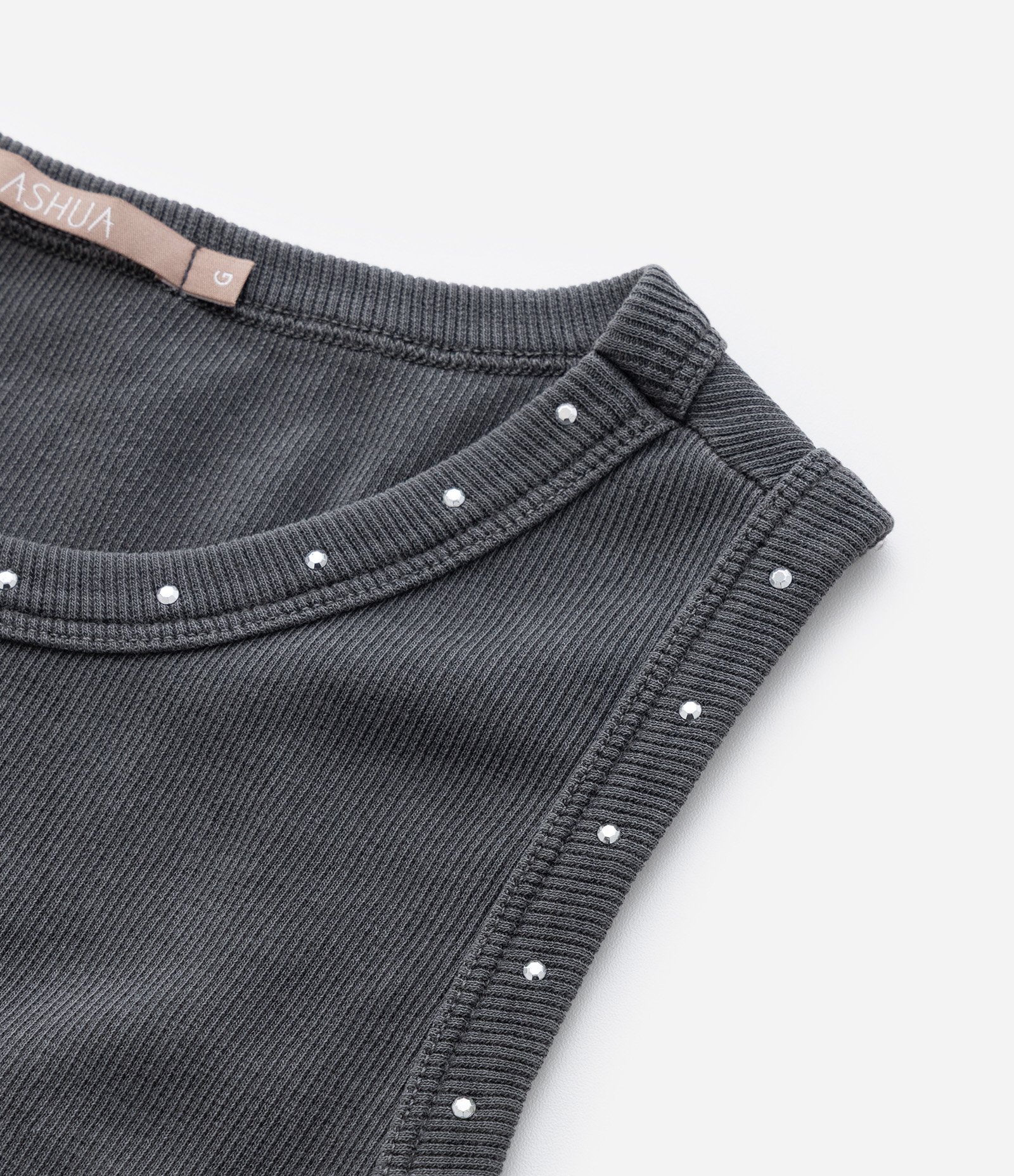Regata Estonada com Brilhos Curve & Plus Size Preto 8
