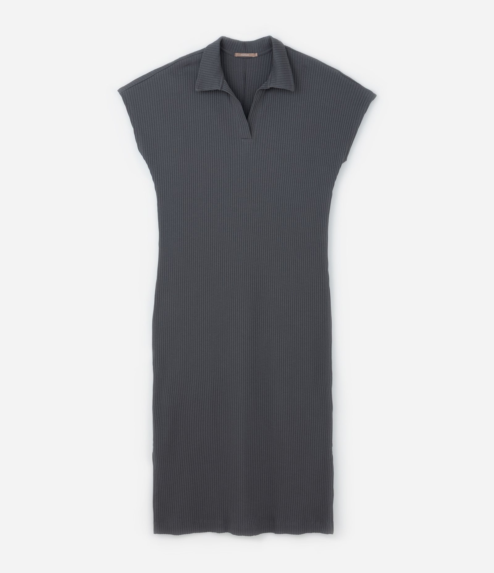 Vestido Curto em Ribana com Gola Polo Curve & Plus Size Cinza 5