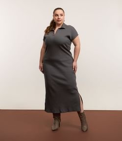 Vestido Curto em Ribana com Gola Polo Curve & Plus Size