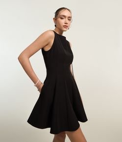 Vestido Curto Skater Alfaiataria sem Manga