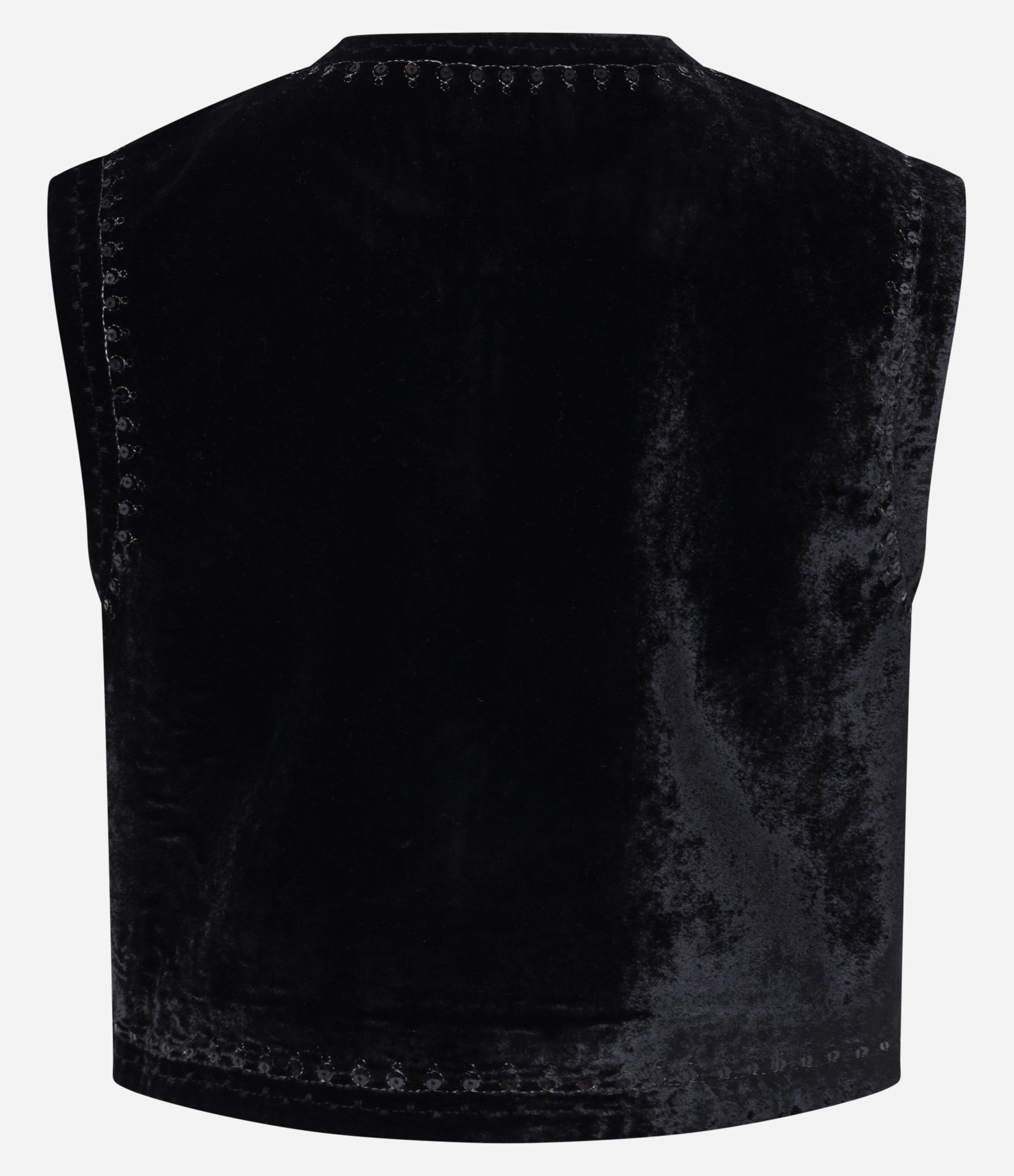 Colete Boho em Veludo com Paetês no Bordado Arabesco Preto 9