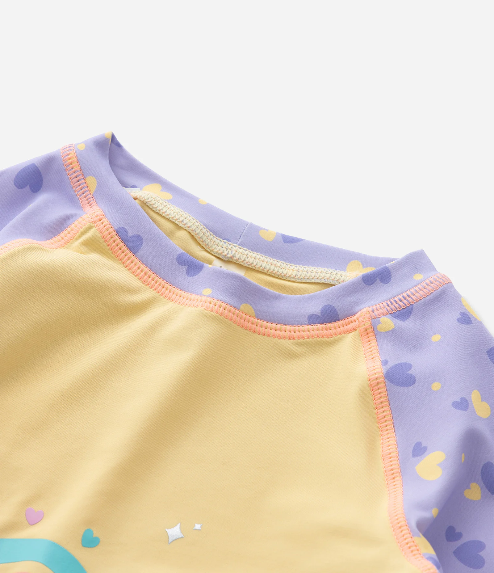 Conjunto Infantil com Proteção UV e Estampa de Unicórnio e Corações - Tam 6 Messe a 4 Anos Amarelo/Roxo 9