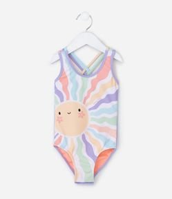 Maiô Infantil com Proteção UV  e Estampa Sol - Tam 2 a 6 Anos