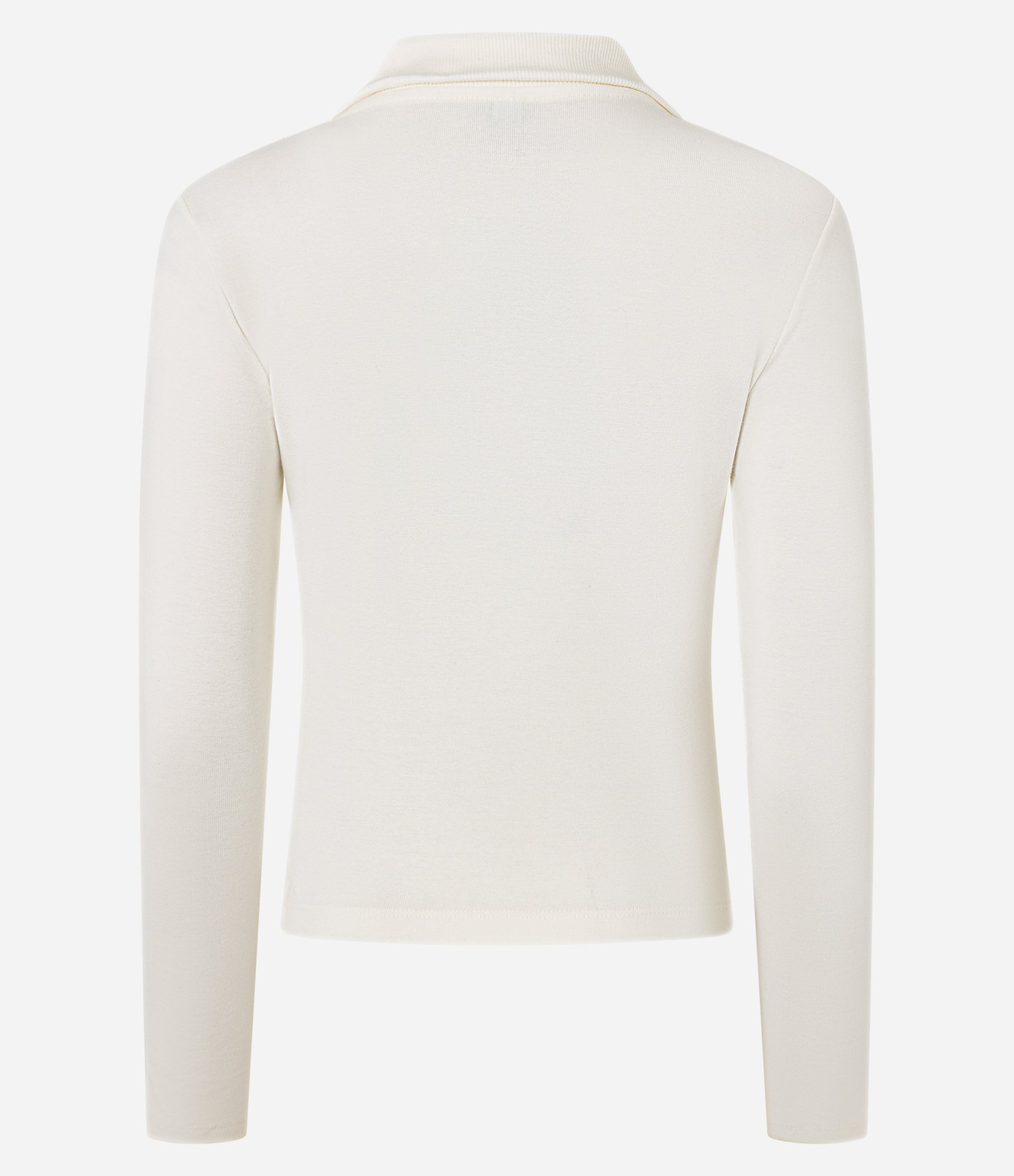Blusa Polo em Ribana de Algodão com Mangas Longas Branco 5