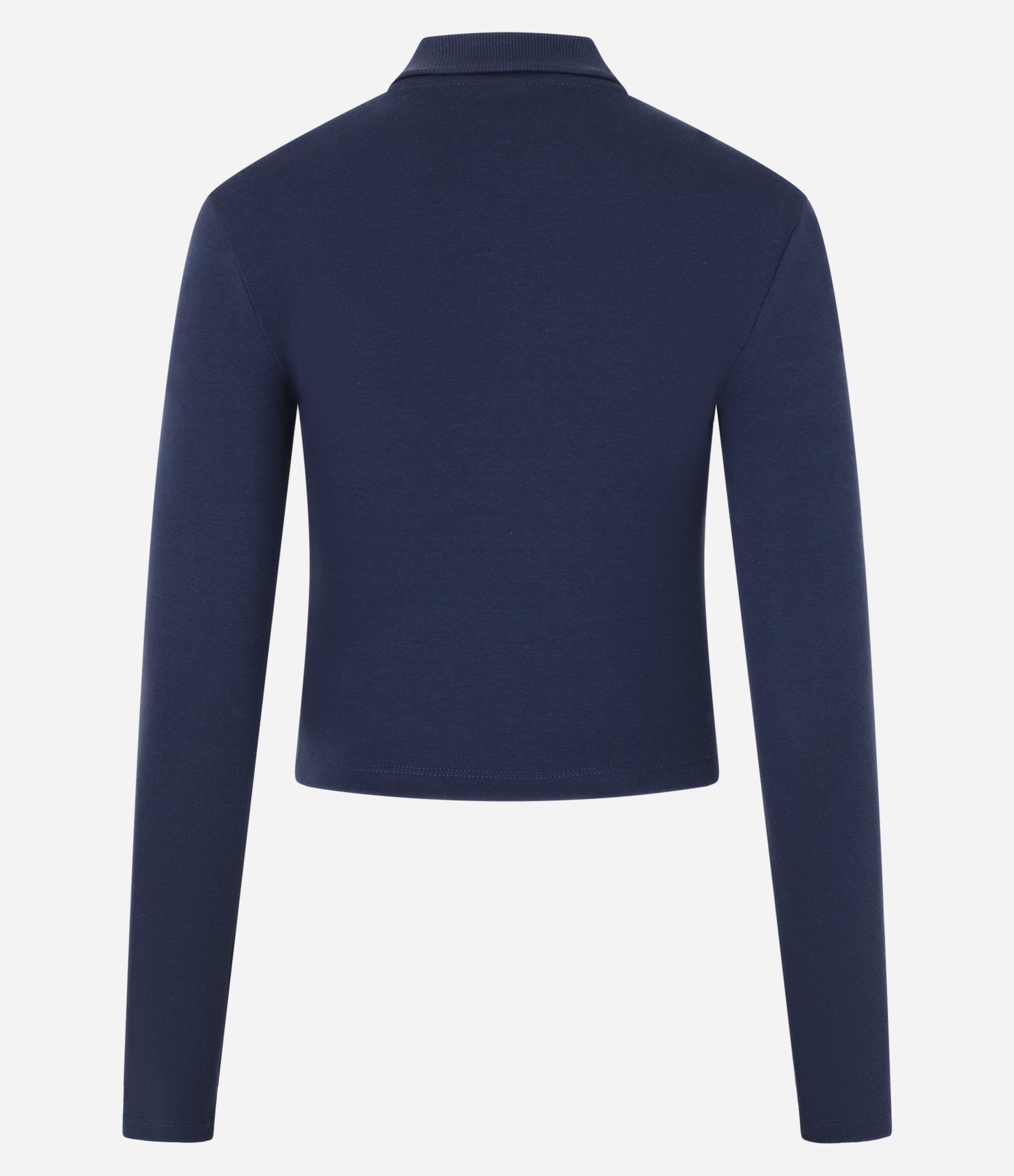 Blusa Polo em Ribana de Algodão com Mangas Longas Azul Escuro 6