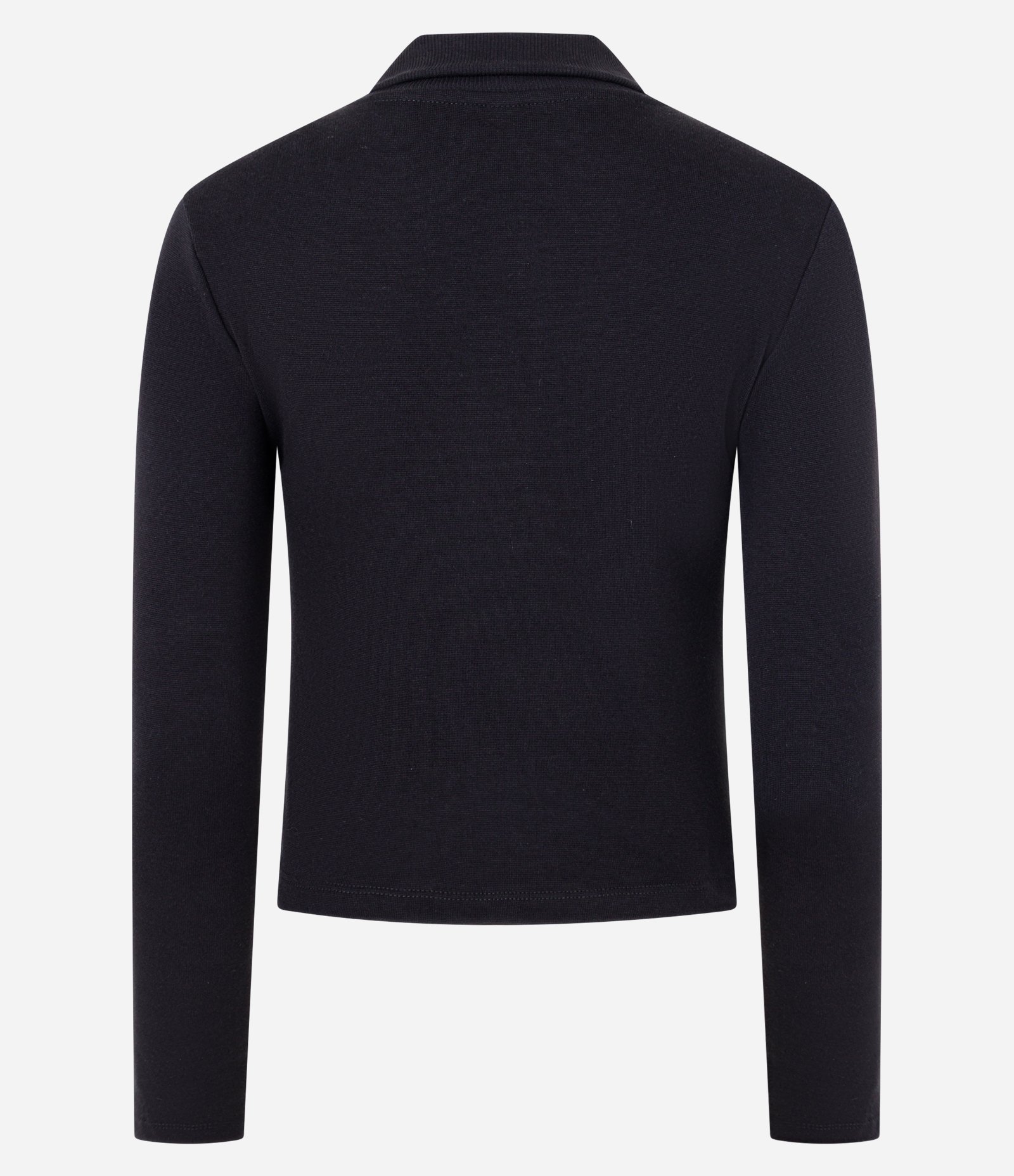 Blusa Polo em Ribana de Algodão com Mangas Longas Preto 6