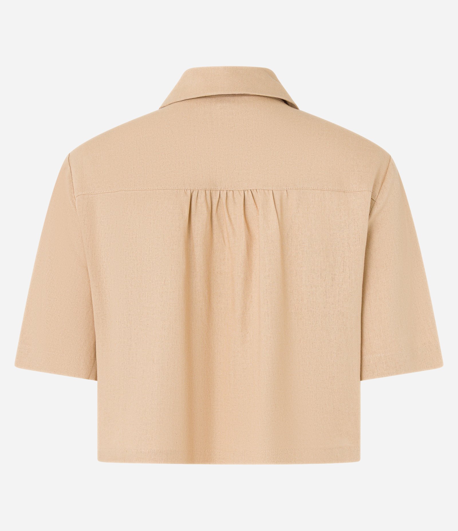 Camisa Curta com Bolsos e Botões Frontais Bege 6