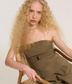 Blusa em Crepe Tomara que Caia cm Cinto Elástico