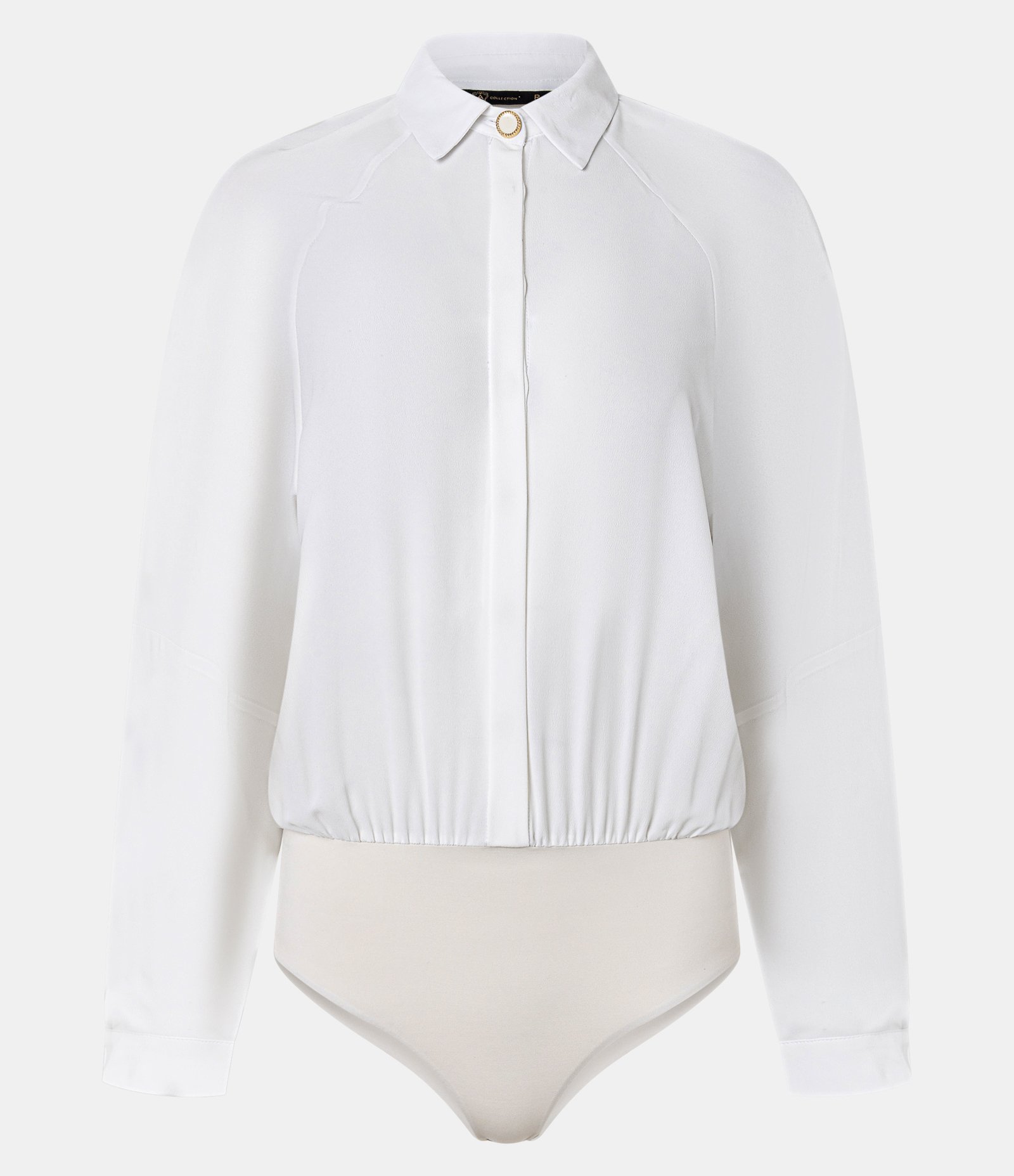 Body Camisa em Crepe com Botão Diferenciado na Gola Branco 7