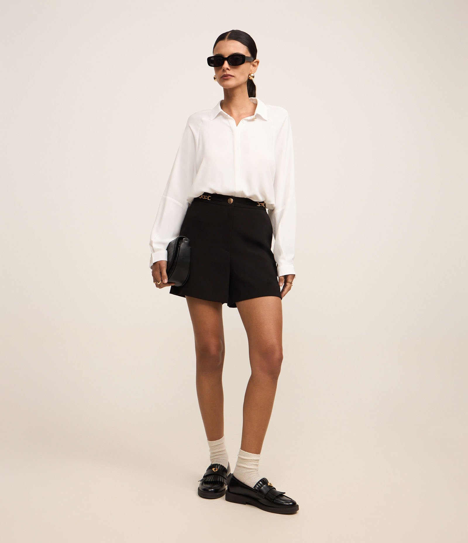 Body Camisa em Crepe com Botão Diferenciado na Gola Branco 3