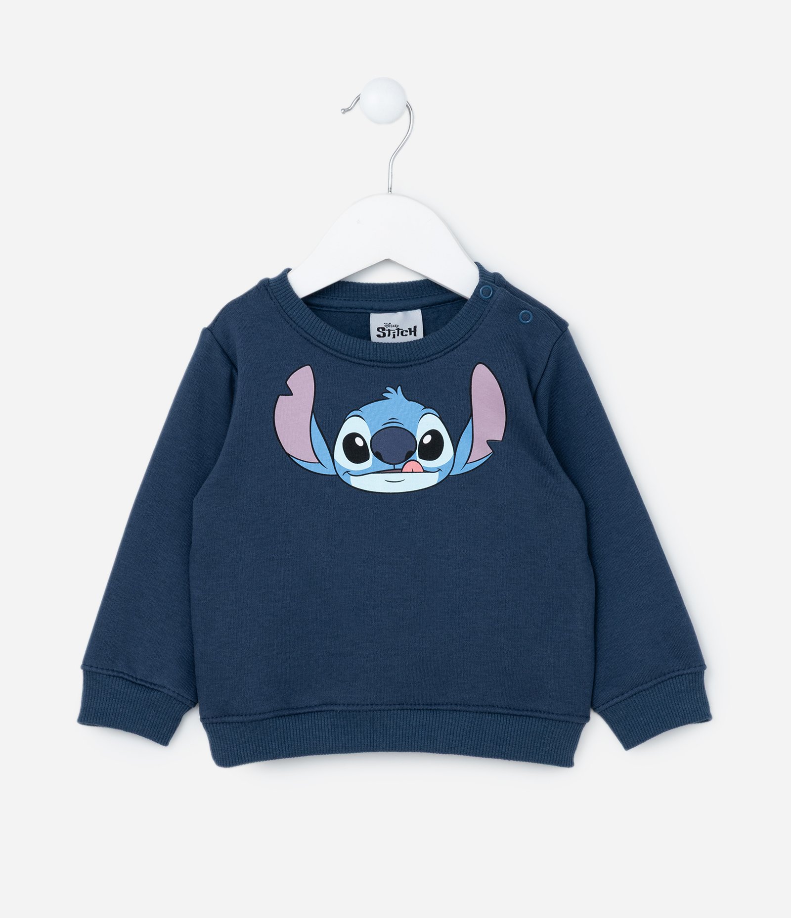 Conjunto Infantil Quentinho com Estampa do Stitch - Tam 0 a 18 meses Azul/Bege 2