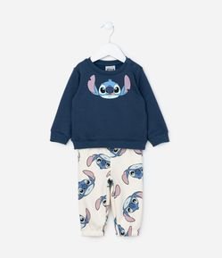 Conjunto Infantil Quentinho com Estampa do Stitch - Tam 0 a 18 meses
