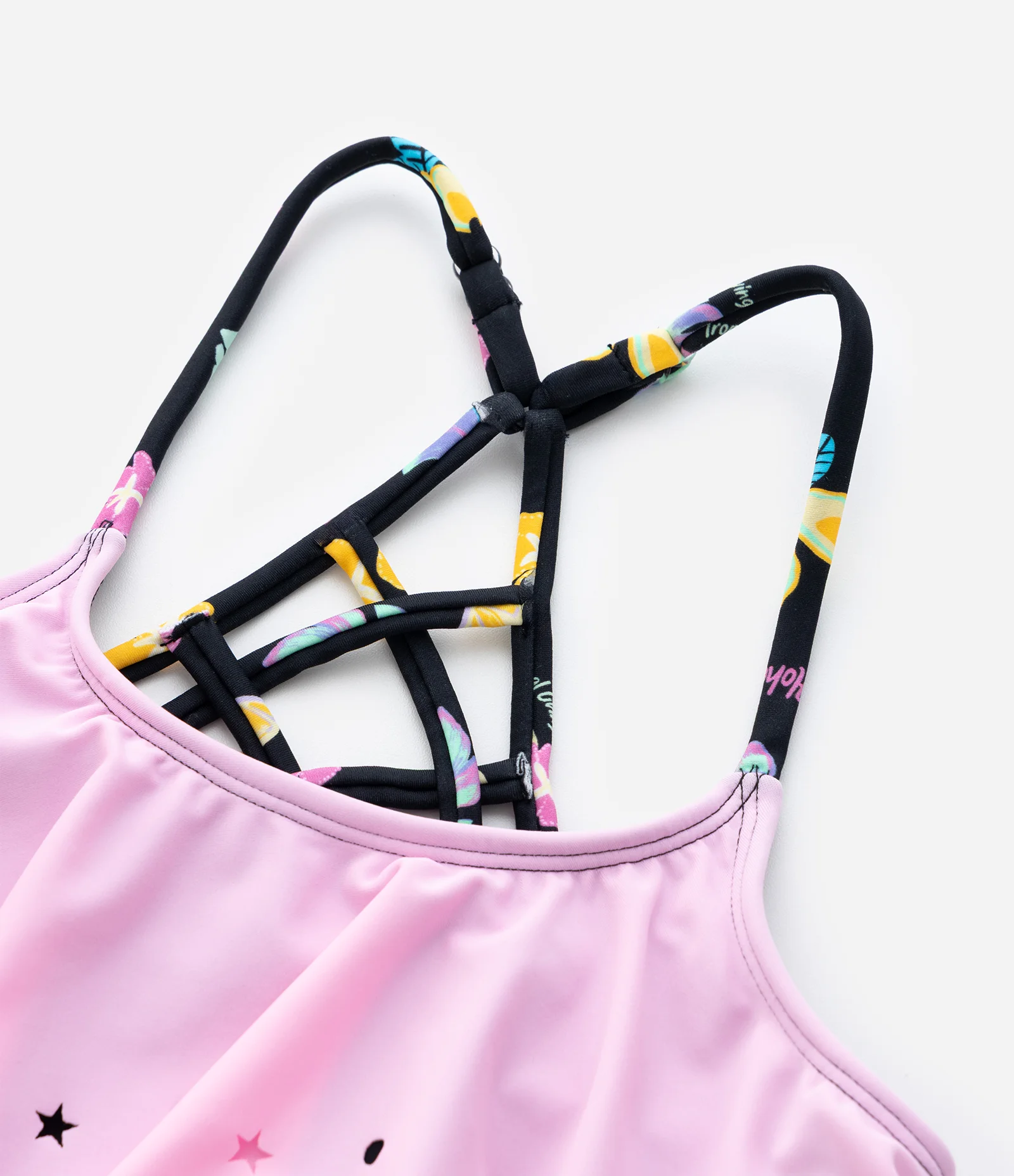 Biquíni Infantil com Proteção UV e Recortes de Estrelas - Tam 5 a 14 Anos Preto/Rosa 7
