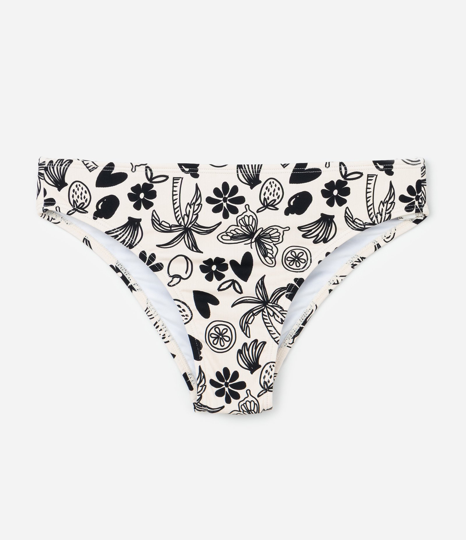 Biquíni Infantil com Tiras Laterais e Estampa Tropical - Tam 5 a 14 Anos Bege/Preto 5