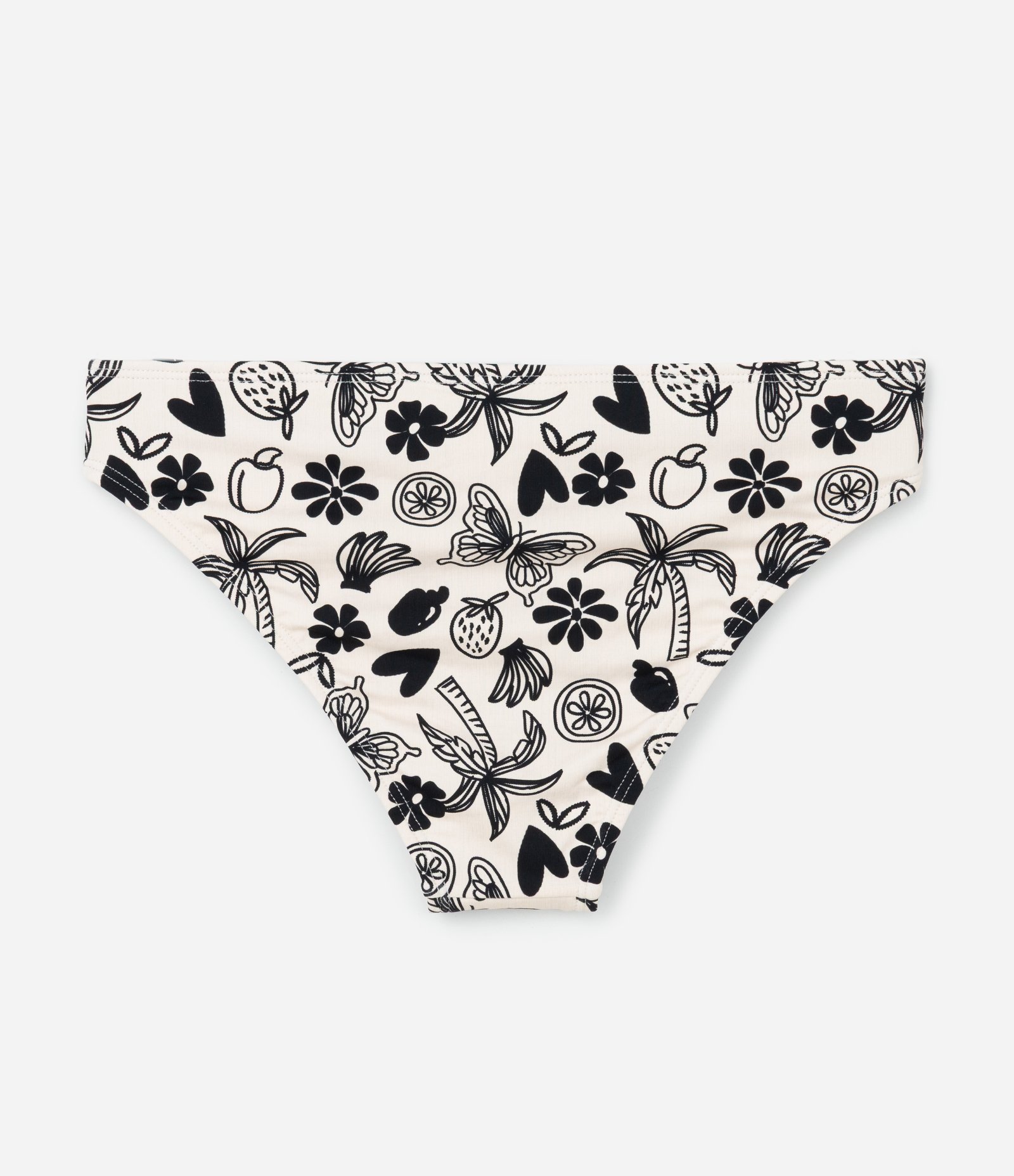 Biquíni Infantil com Tiras Laterais e Estampa Tropical - Tam 5 a 14 Anos Bege/Preto 6