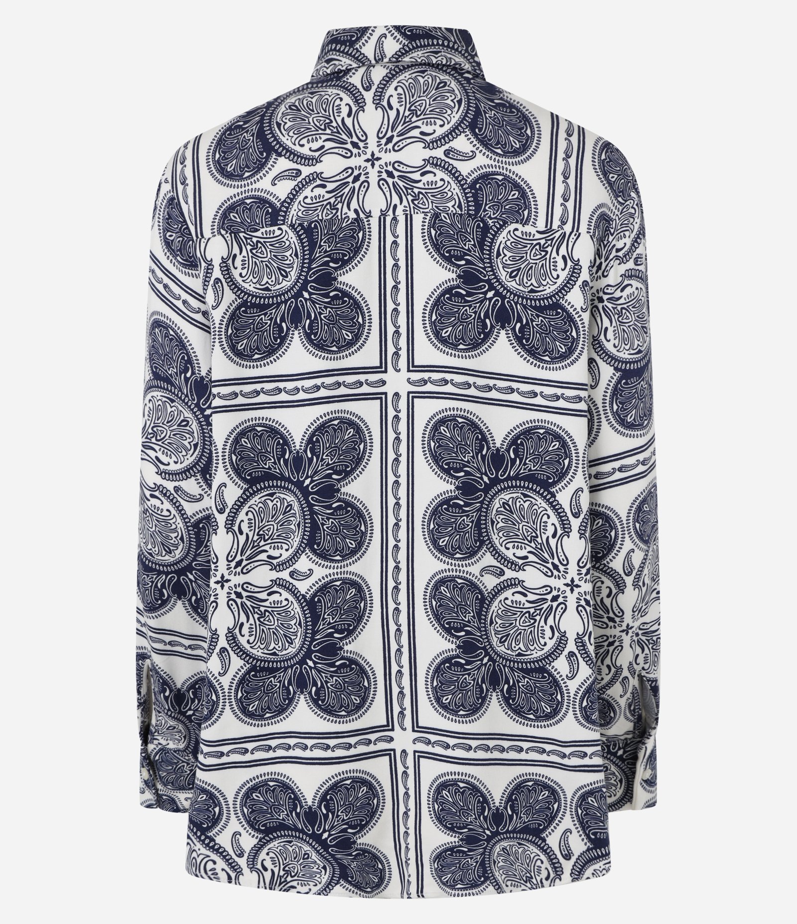 Camisa Ampla em Viscose com Estampa Paisley Azul/Branco 6