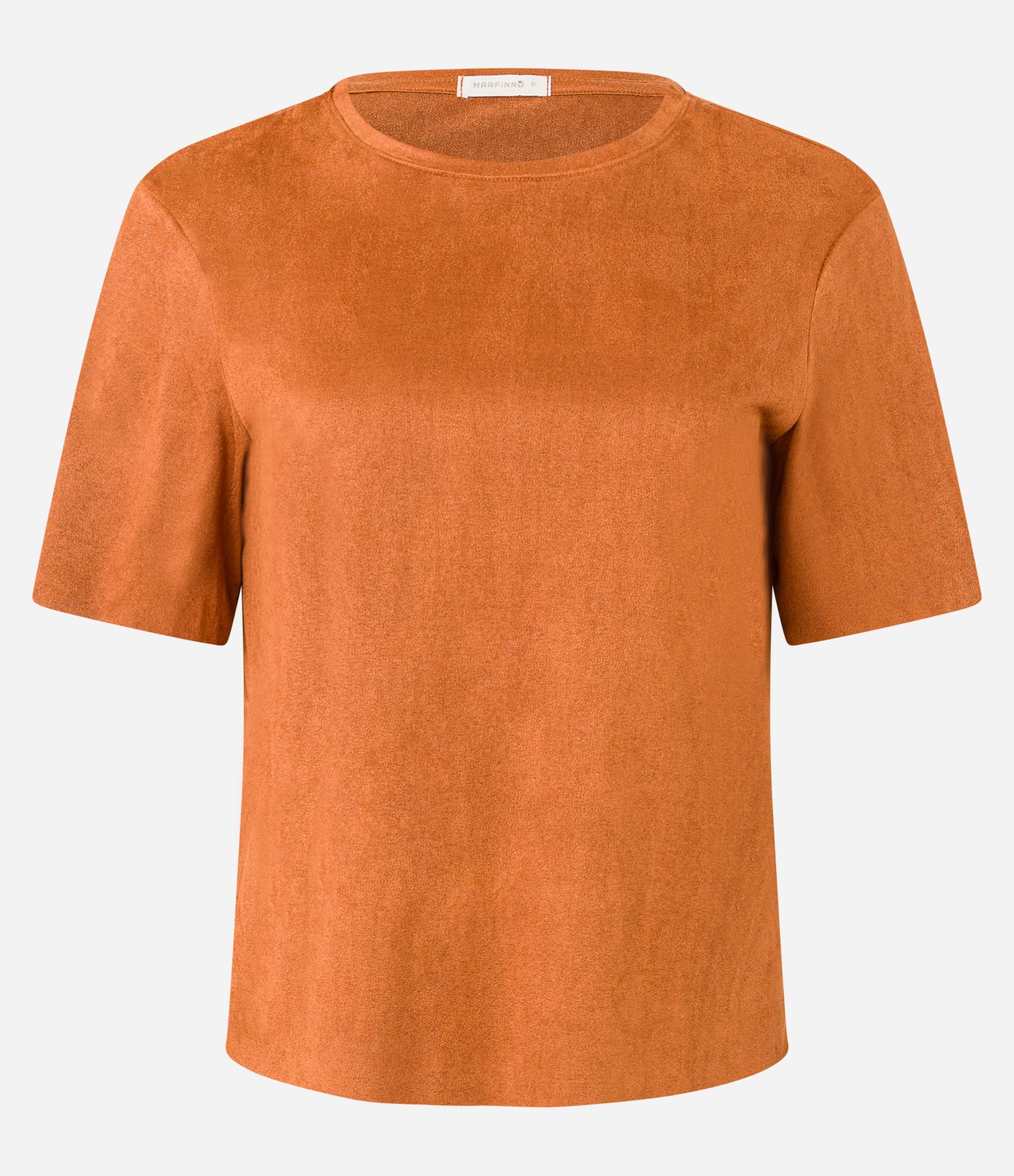 Blusa em Suede com Gola Redonda e Manga Curta Laranja 5