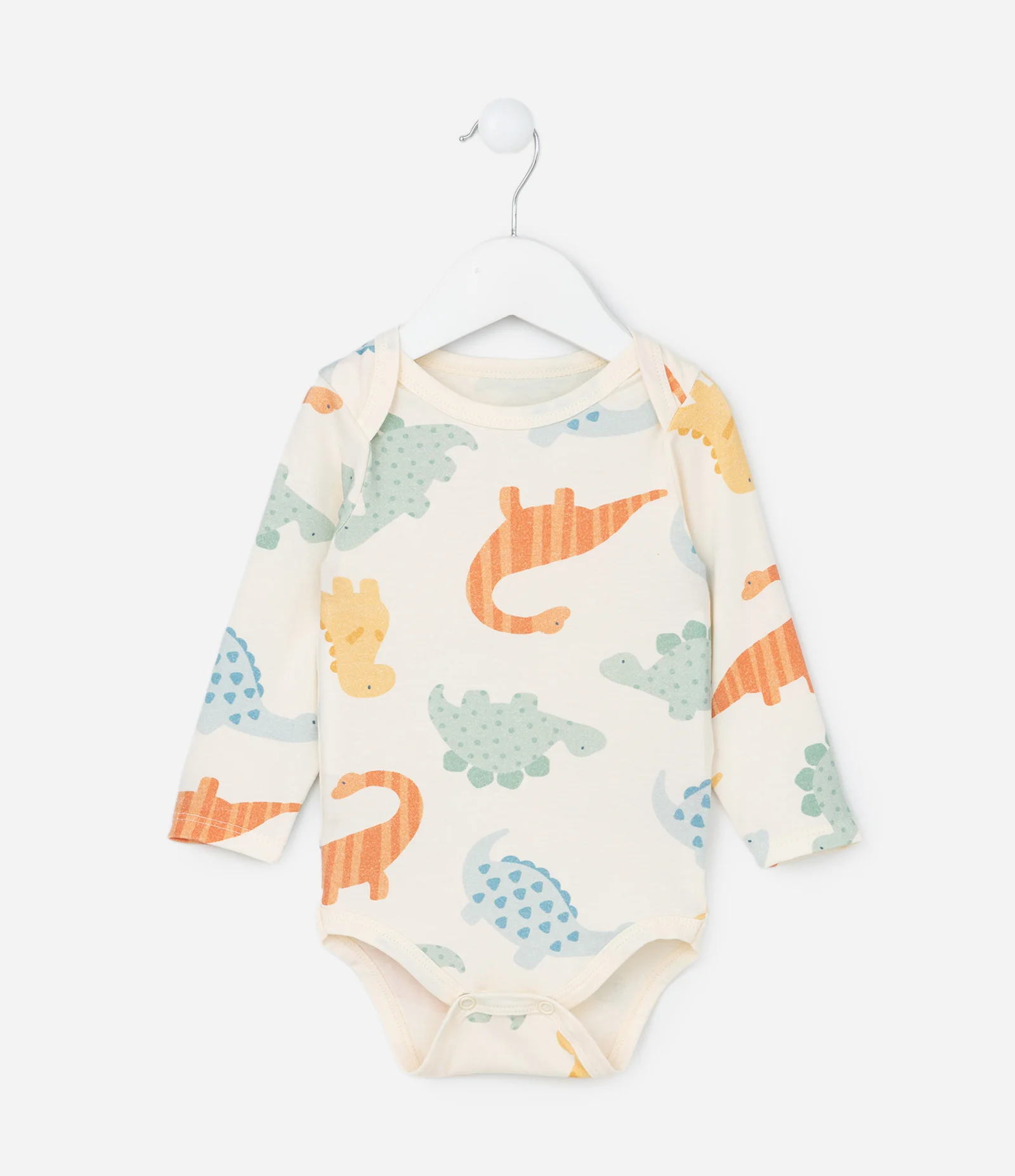 Body Infantil com Estampa Dinossauros - Tam 0 a 18 meses Bege 1