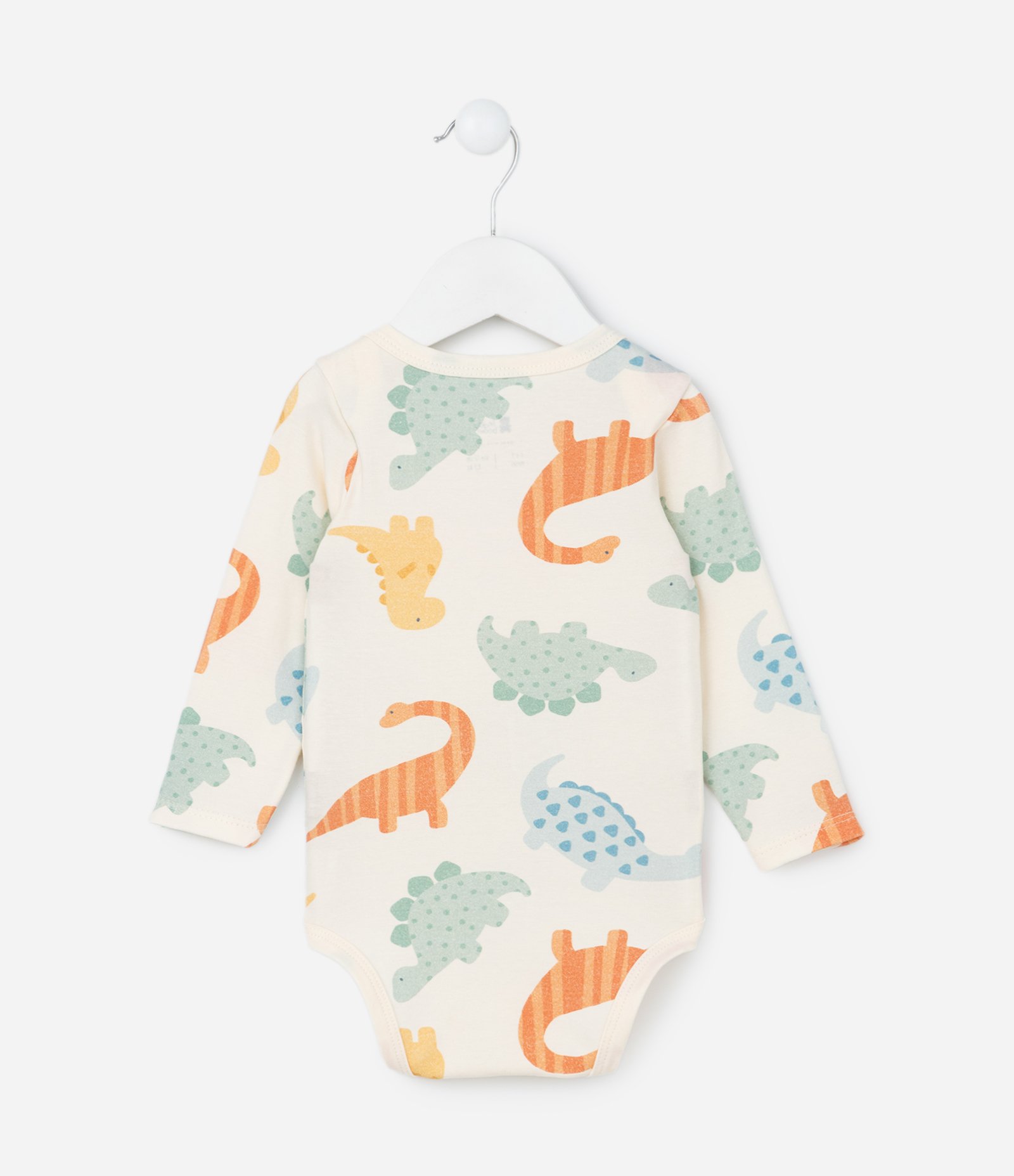 Body Infantil com Estampa Dinossauros - Tam 0 a 18 meses Bege 2