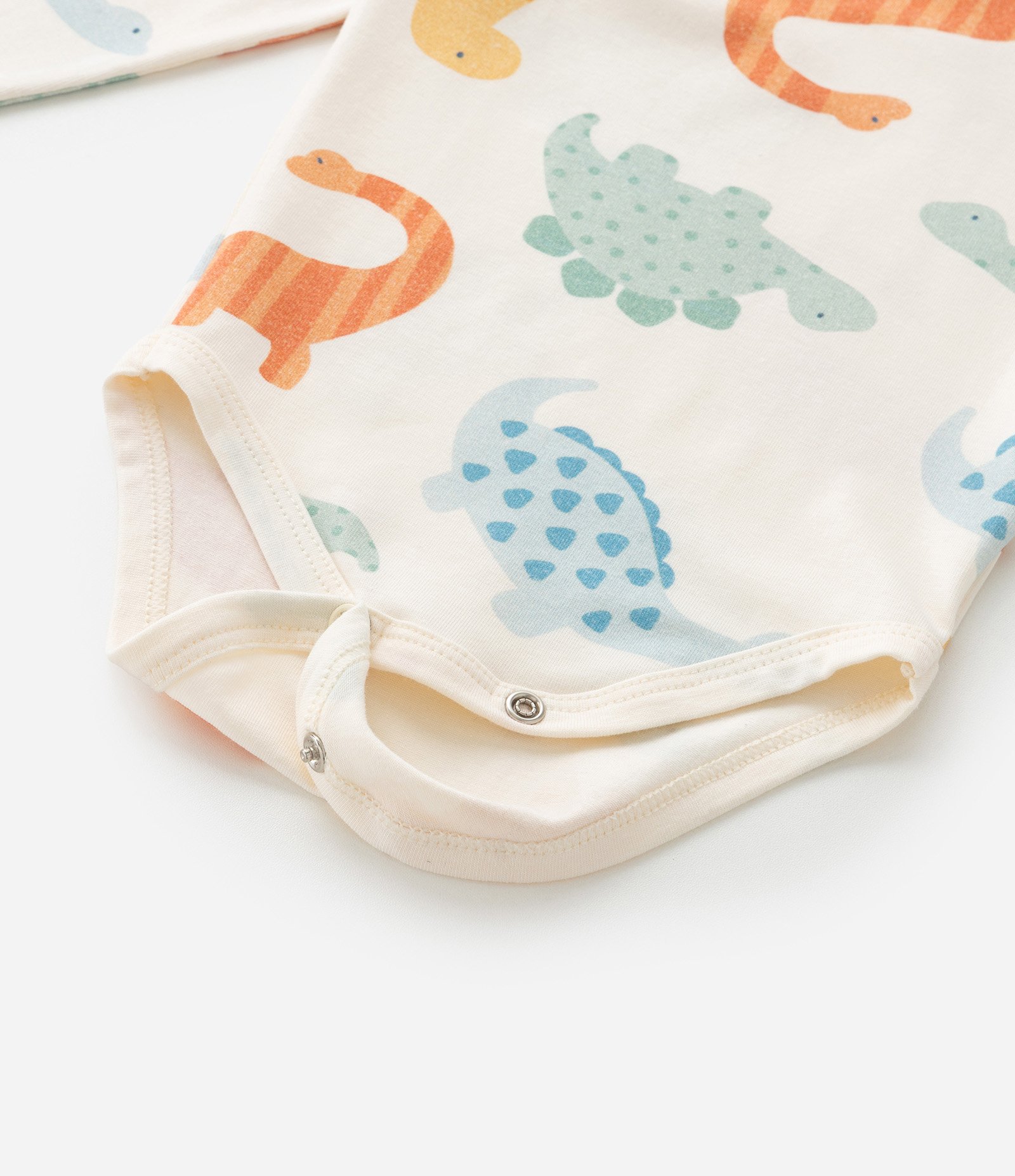 Body Infantil com Estampa Dinossauros - Tam 0 a 18 meses Bege 5