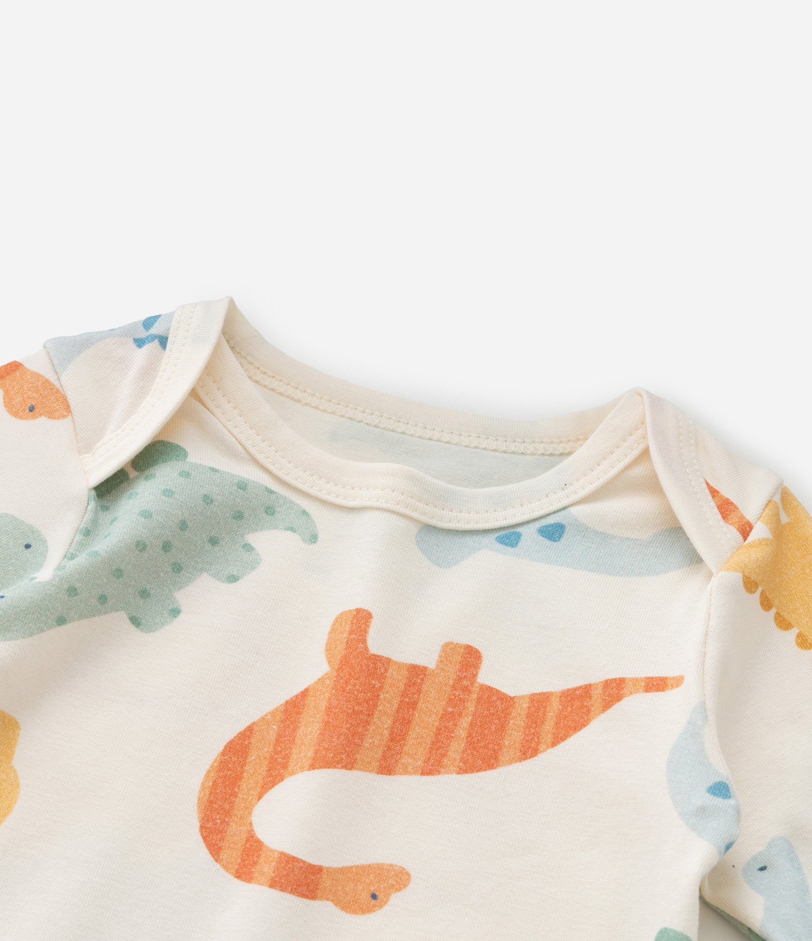 Body Infantil com Estampa Dinossauros - Tam 0 a 18 meses Bege 6