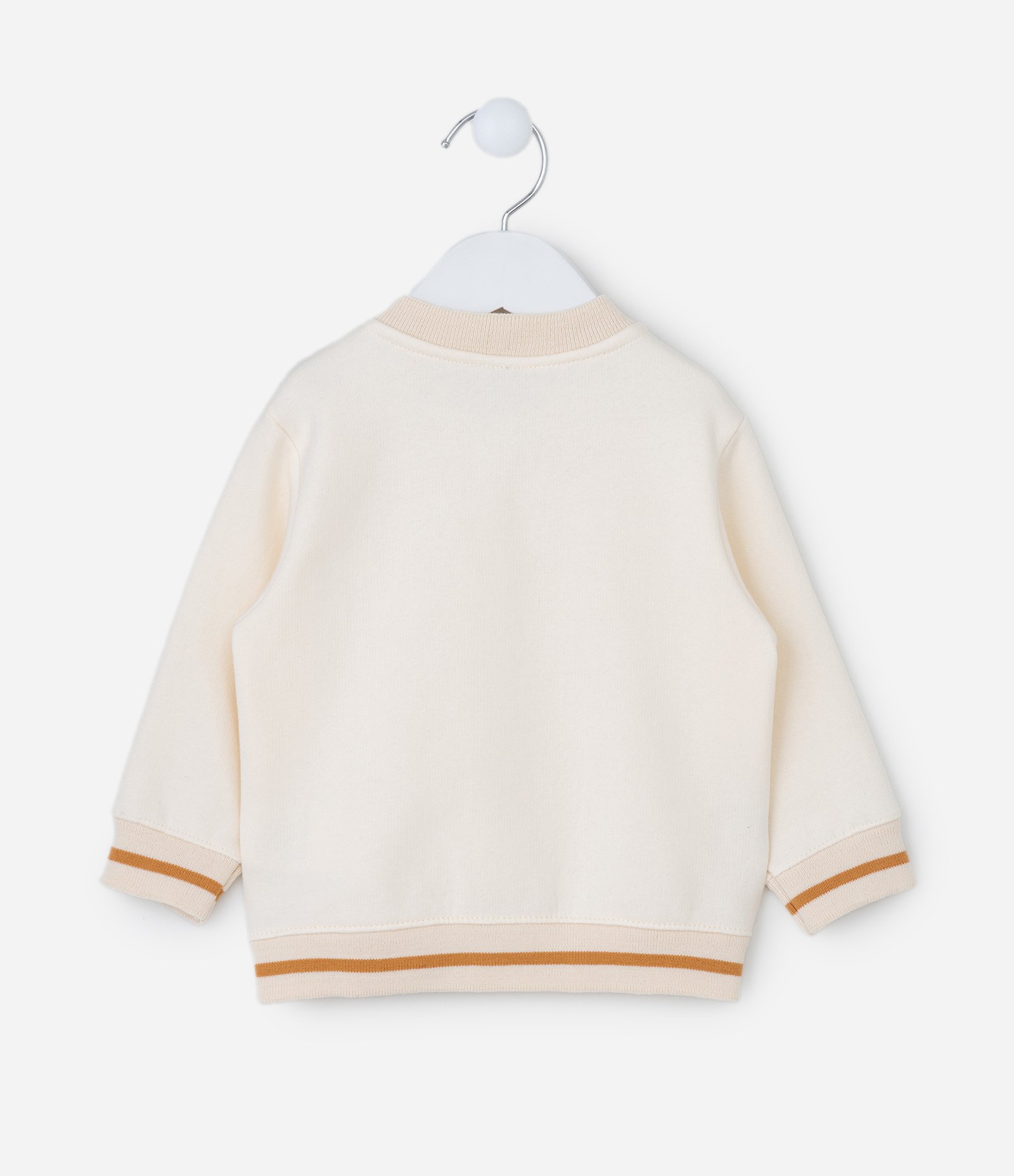 Casaco Infantil com Bordado Leãozinho - Tam 0 a 18 meses Bege 2