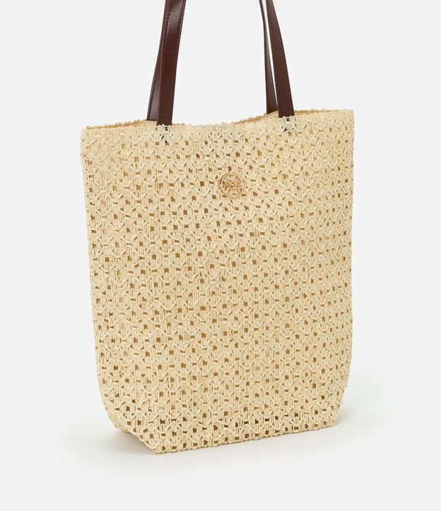 Bolsa de Praia com Efeito Palha e Alças Contrastantes