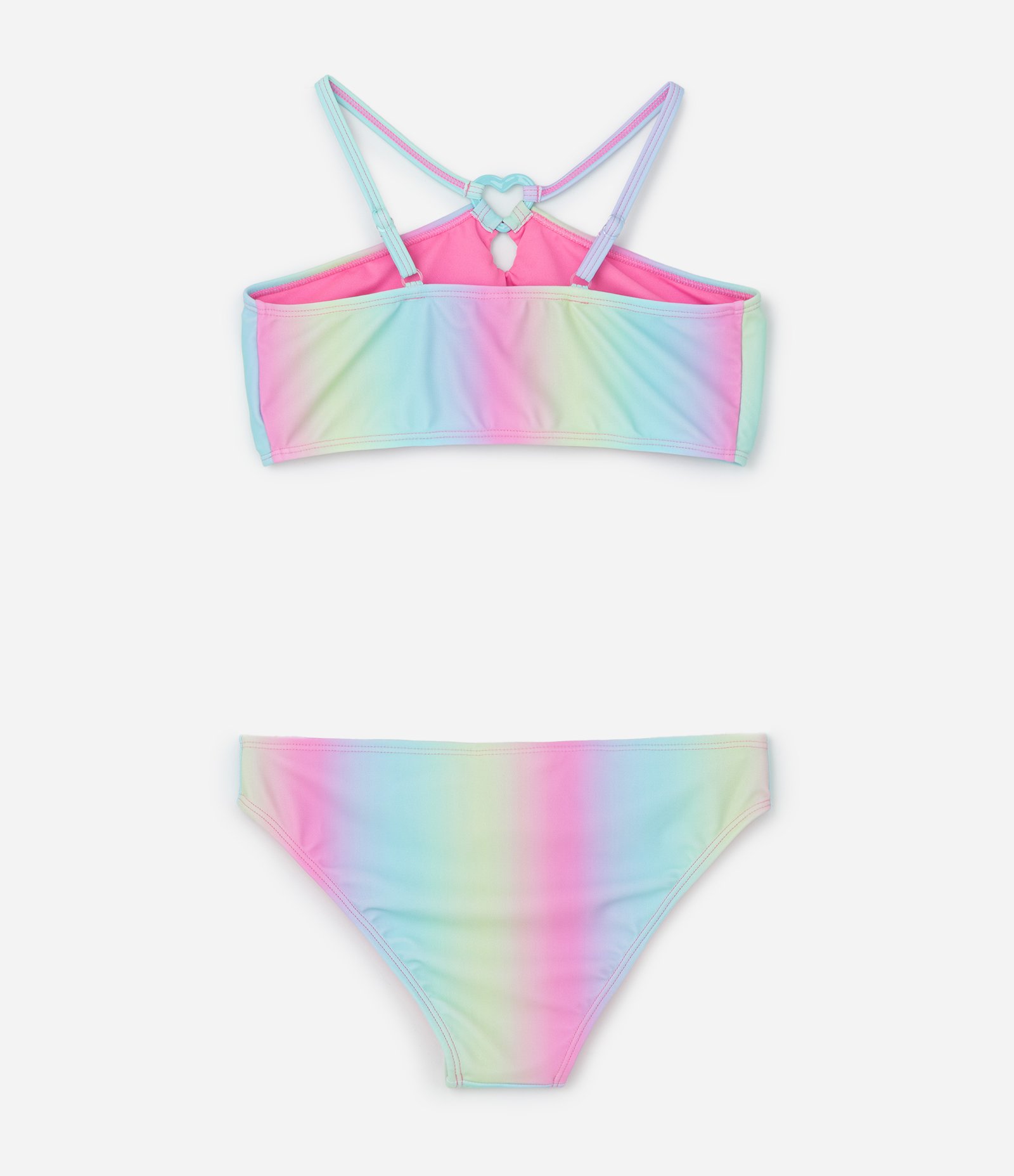 Biquini Infantil com Estampa Degradê e Anel de Coração - Tam 5 a 14 Anos Multicores 2