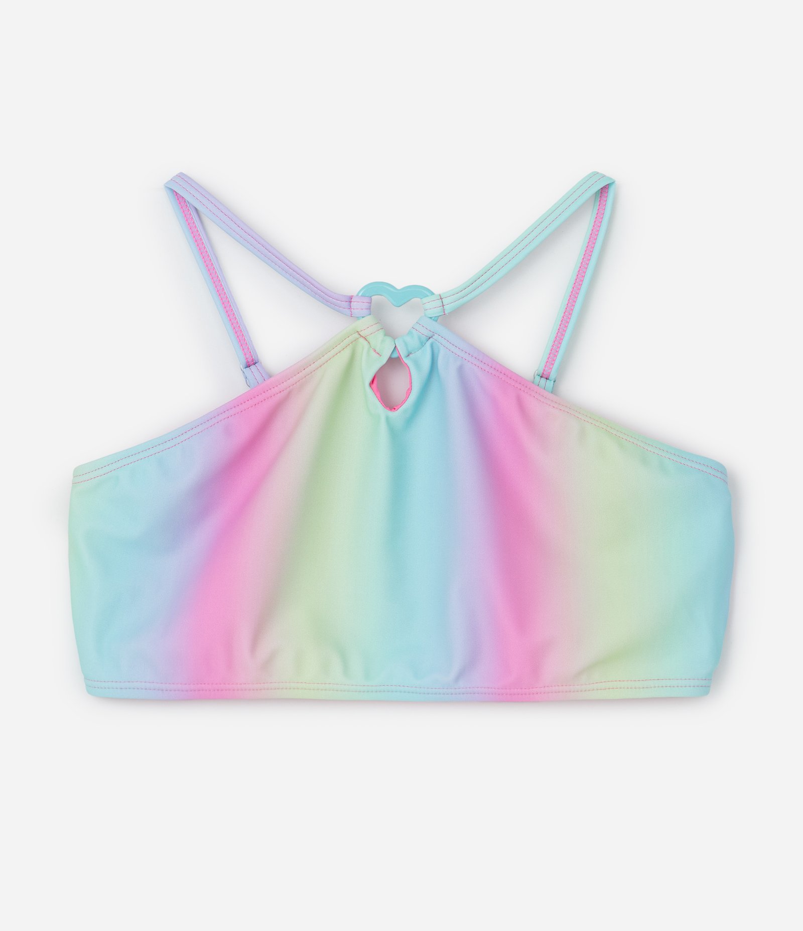 Biquini Infantil com Estampa Degradê e Anel de Coração - Tam 5 a 14 Anos Multicores 3