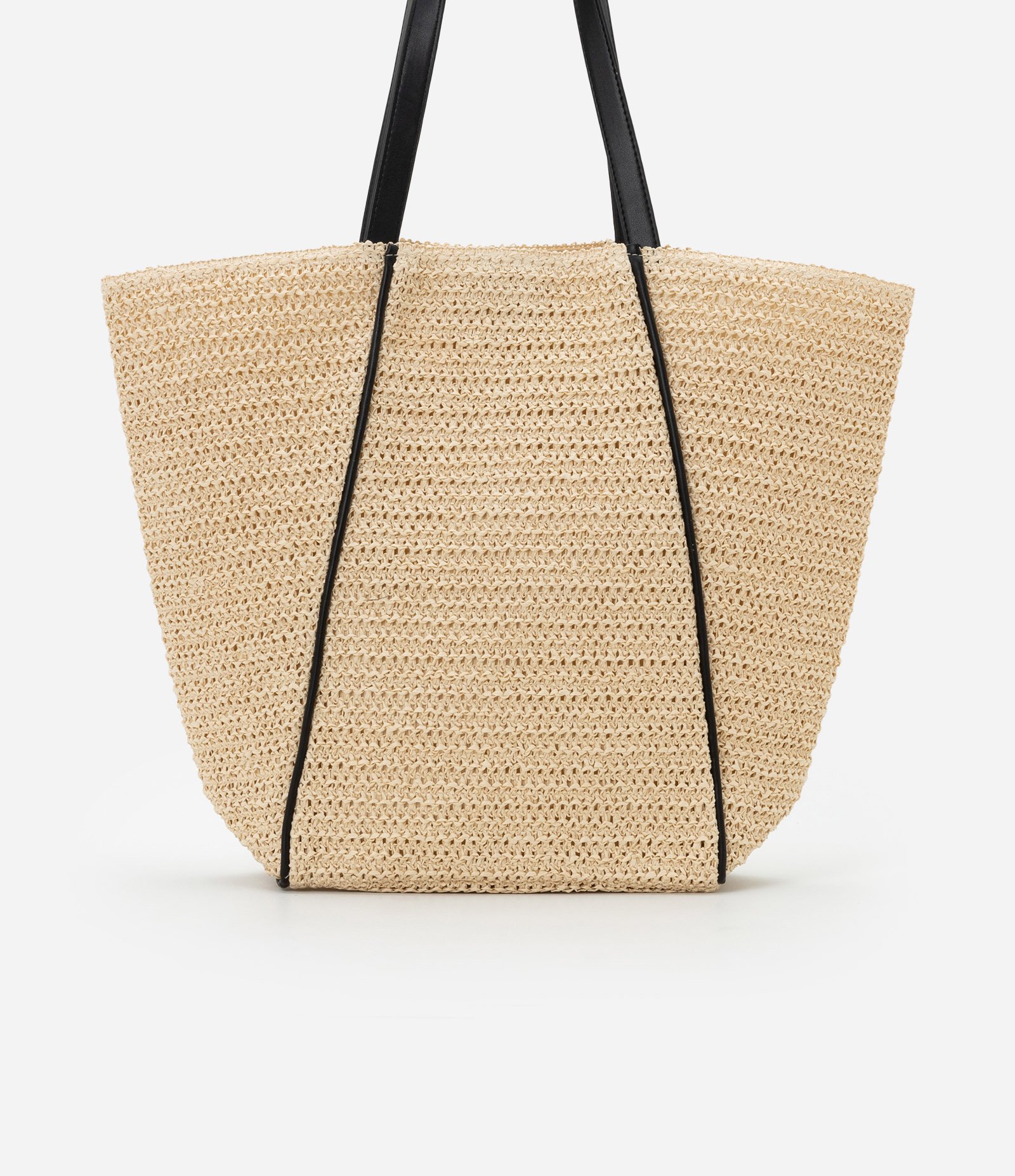 Bolsa de Praia em Palha com Alça de PU Bege 3
