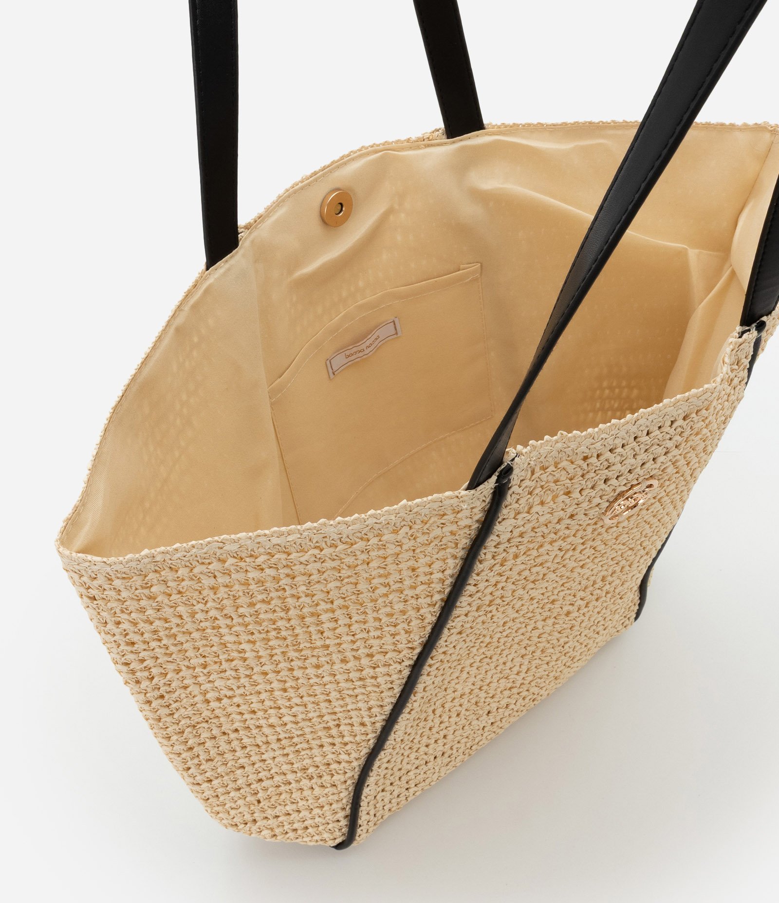 Bolsa de Praia em Palha com Alça de PU Bege 4