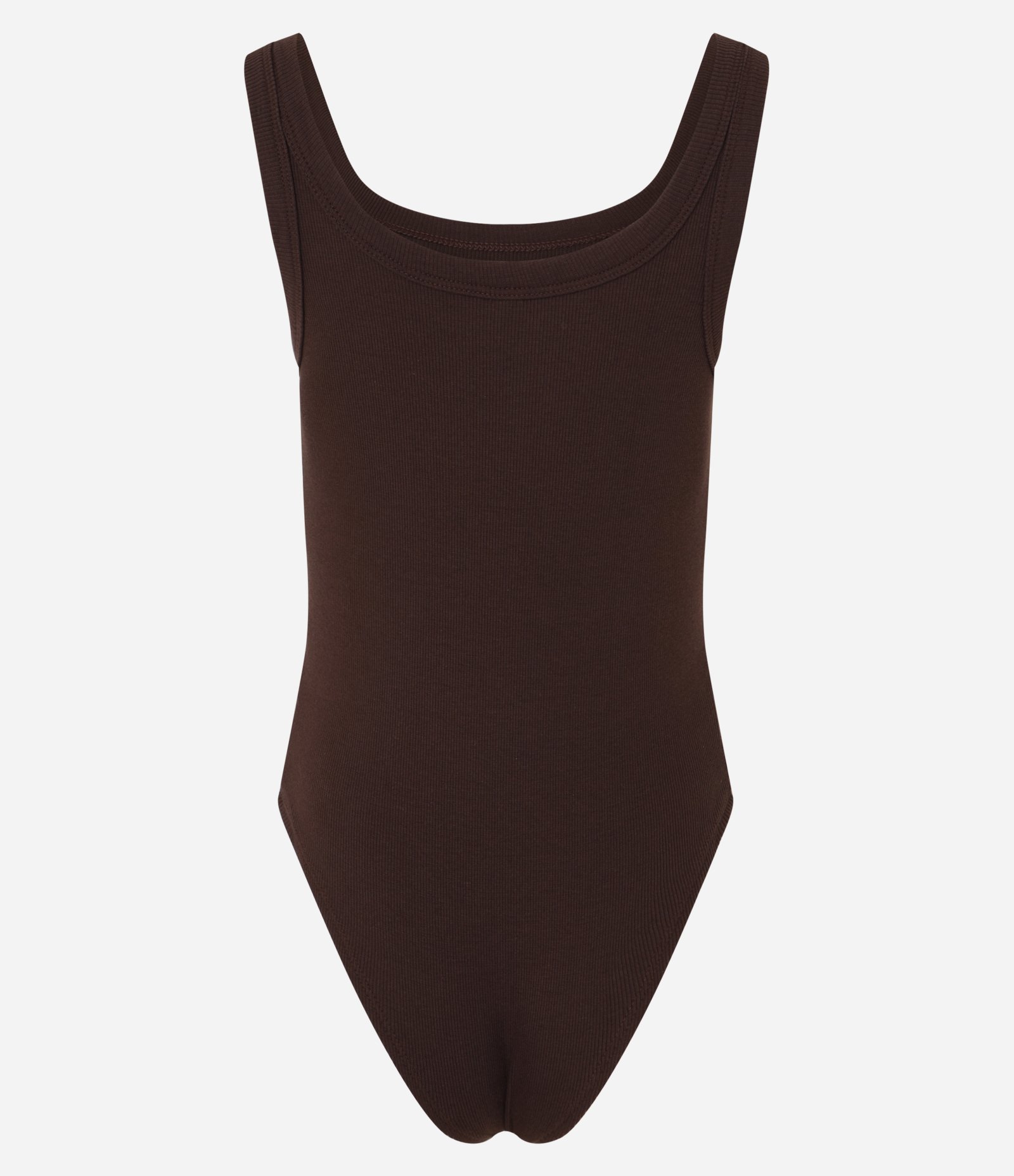 Body em Ribana Sem Manga com Viés Transpassado Marrom 6