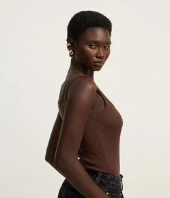 Body em Ribana Sem Manga com Viés Transpassado