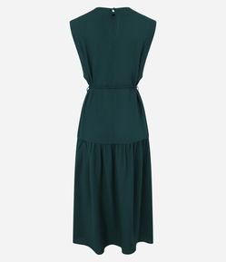 Vestido Evasê Midi em Viscolinho com Cinto Corda