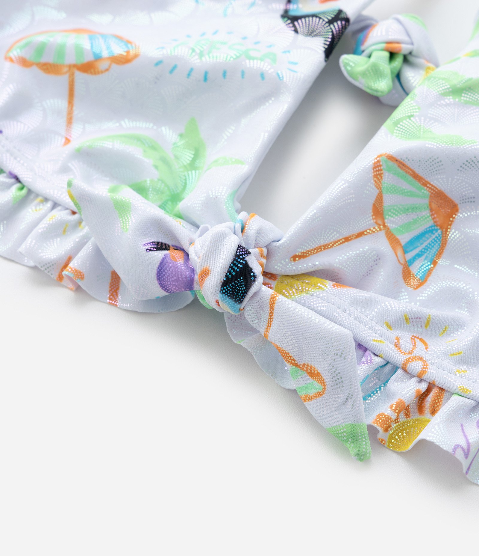 Biquíni Infantil com Babados e Proteção UV - Tam 5 a 14 Anos Branco 7