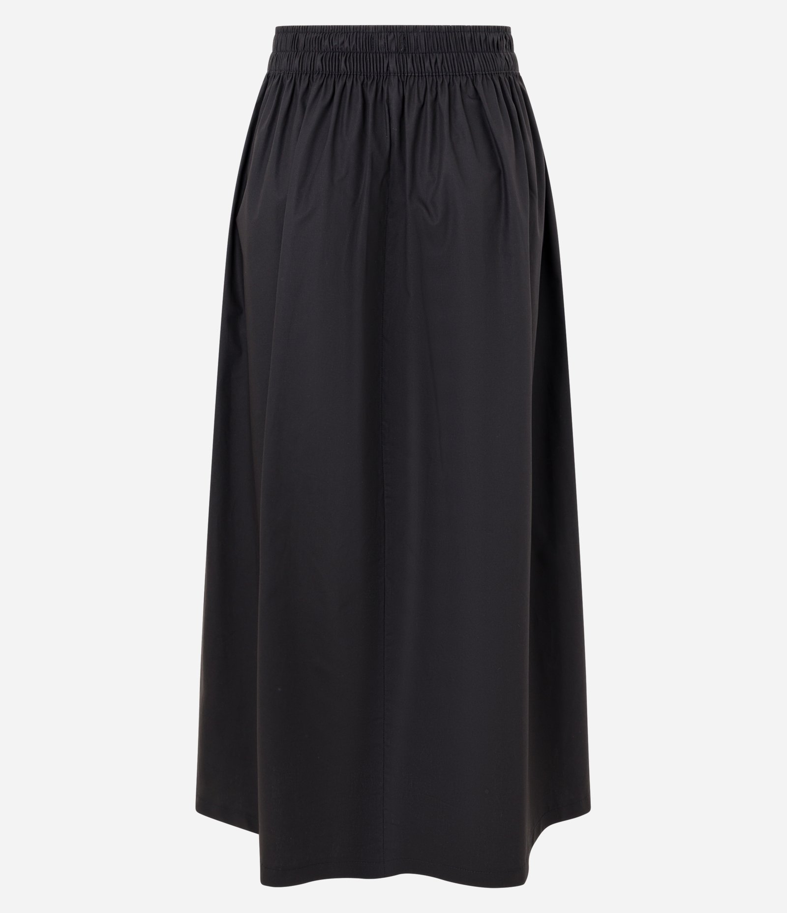 Saia Evasê Midi em Tricoline com Toque Empapelado Preto 6
