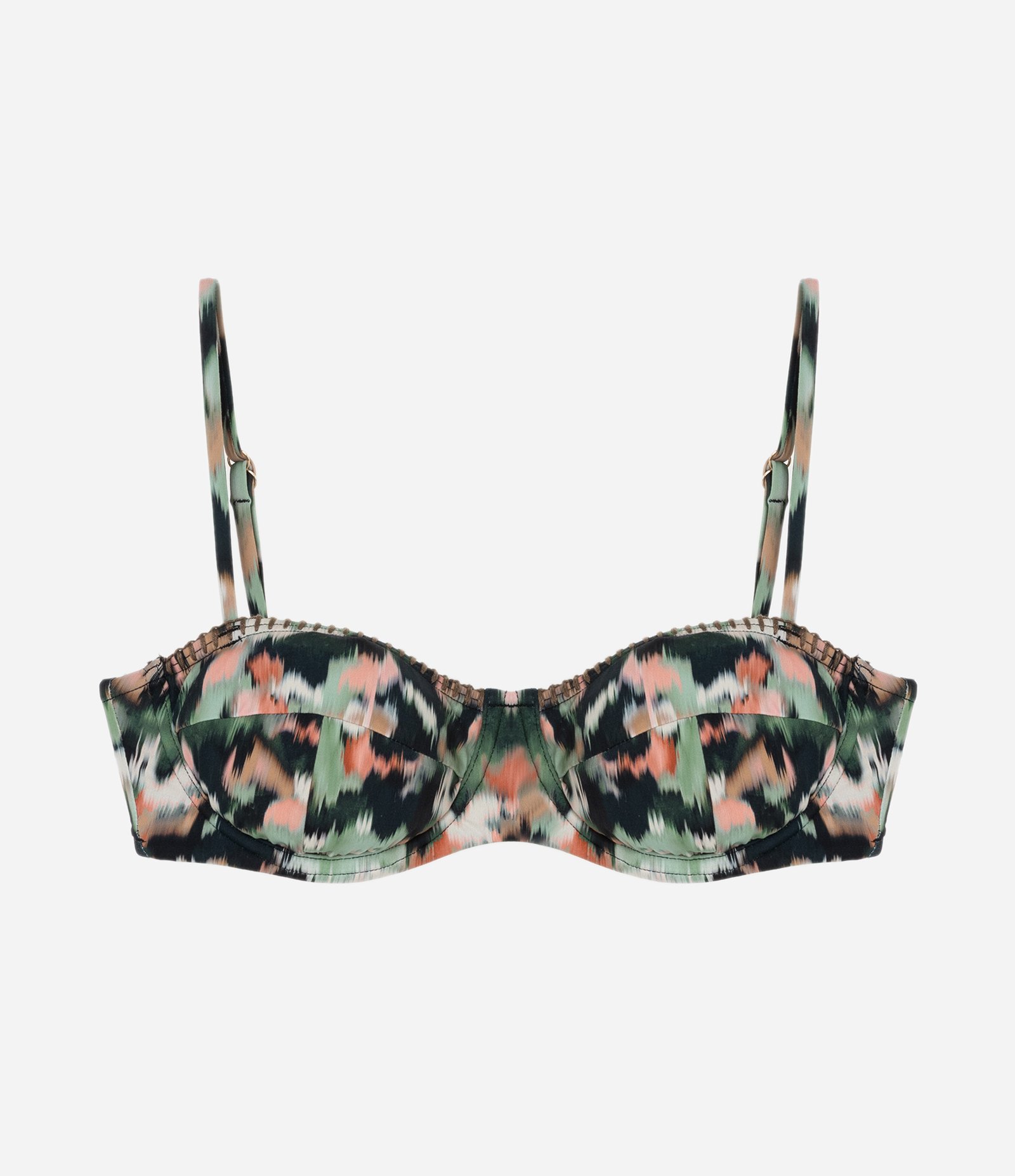 Biquíni Top Meia Taça em Microfibra com Estampa Tie Dye e Costura Contrastante Verde 5