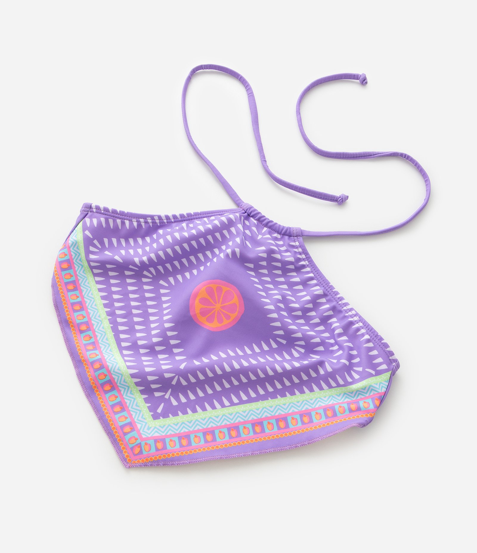 Biquini Infantil com Amarração Tipo Lenço e Estampa Abstrata - Tam 5 a 14 Anos Roxo/Azul 12