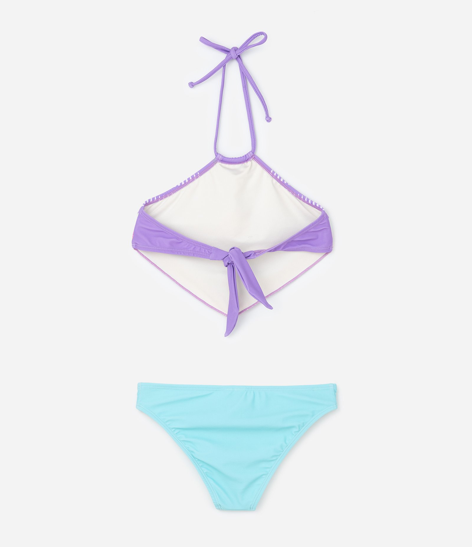 Biquini Infantil com Amarração Tipo Lenço e Estampa Abstrata - Tam 5 a 14 Anos Roxo/Azul 2