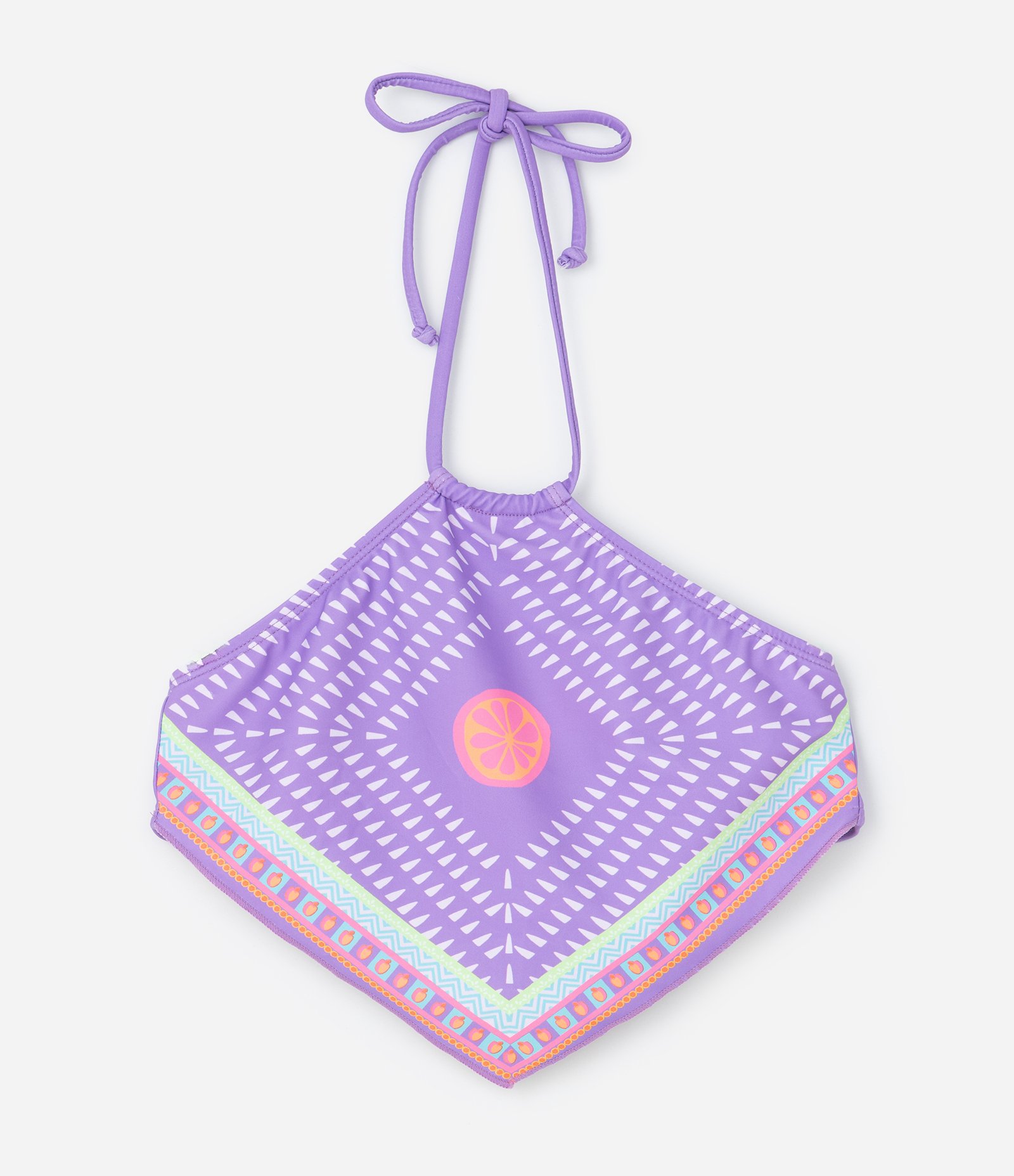 Biquini Infantil com Amarração Tipo Lenço e Estampa Abstrata - Tam 5 a 14 Anos Roxo/Azul 3